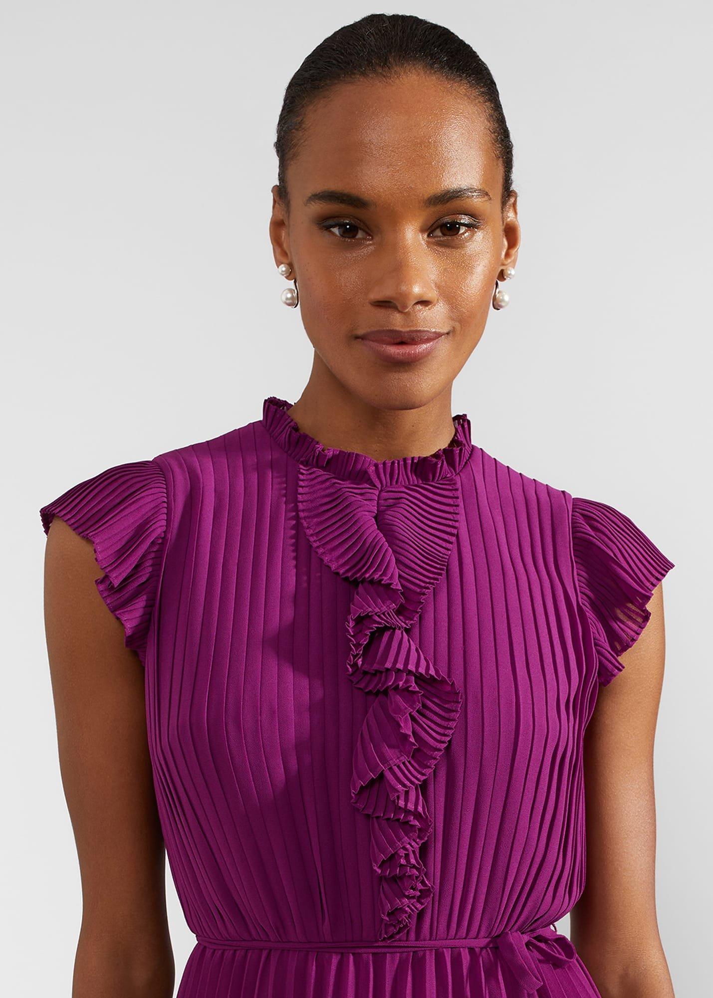 Addison Pleated Dress, Magenta Purple, hi-res