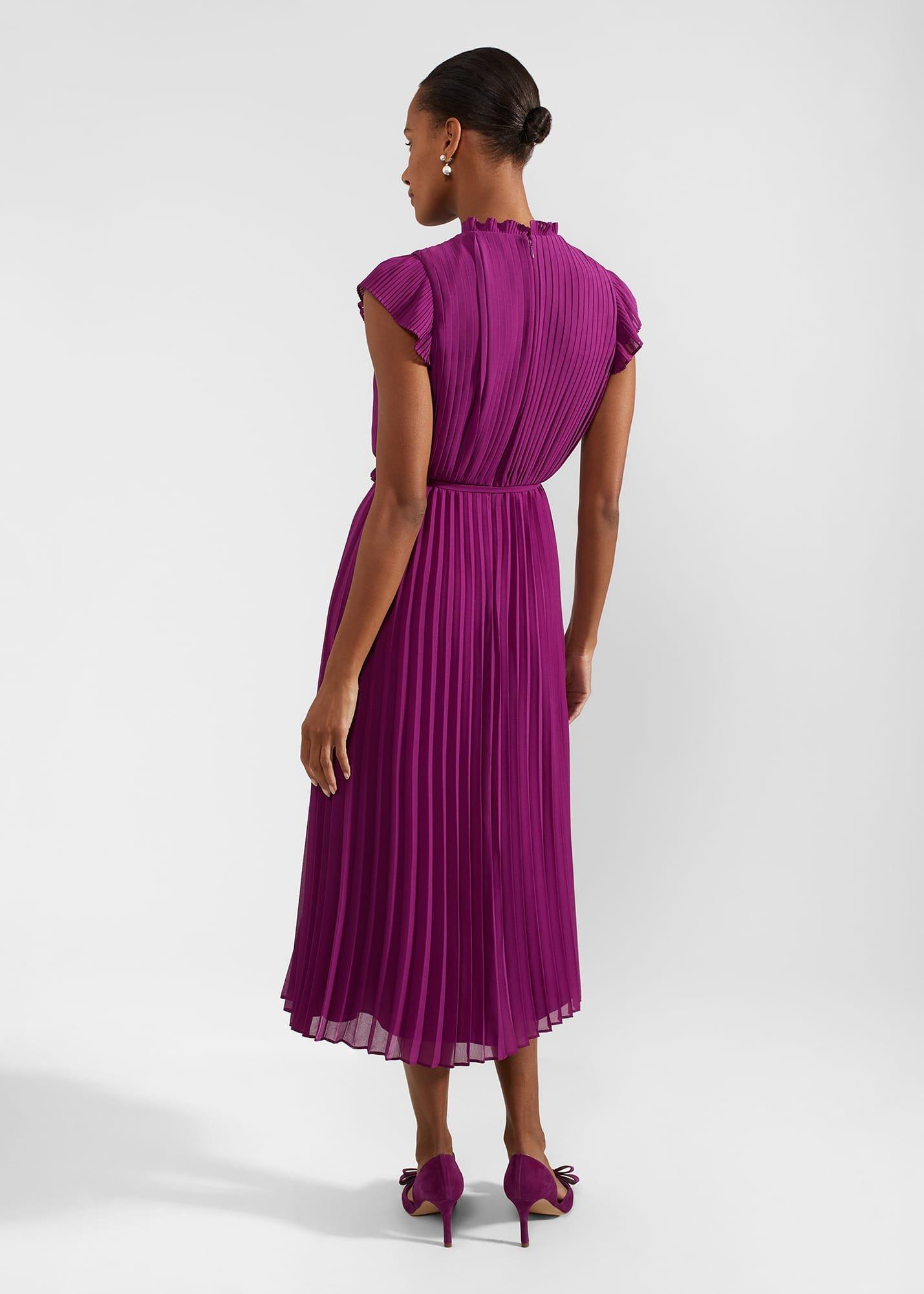 Addison Pleated Dress, Magenta Purple, hi-res