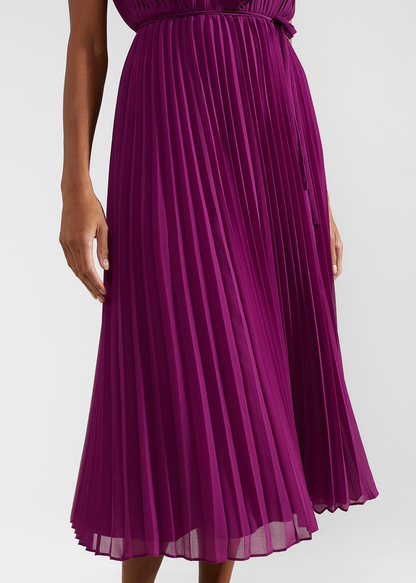 Petite Addison Pleated Dress, Magenta Purple, hi-res