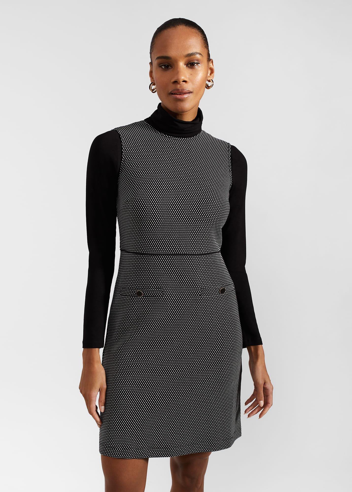 Violet Ponte Dress, Black Ivory, hi-res