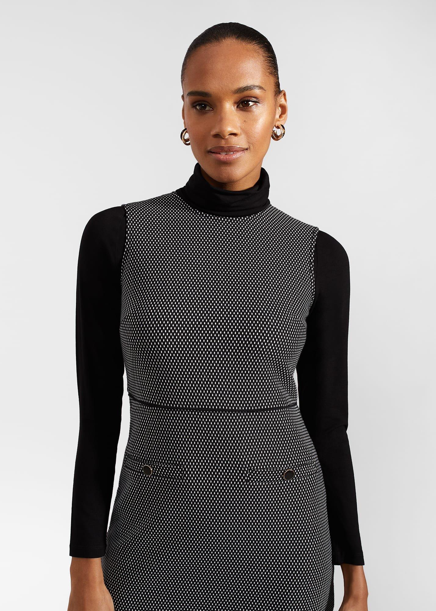 Violet Ponte Dress, Black Ivory, hi-res