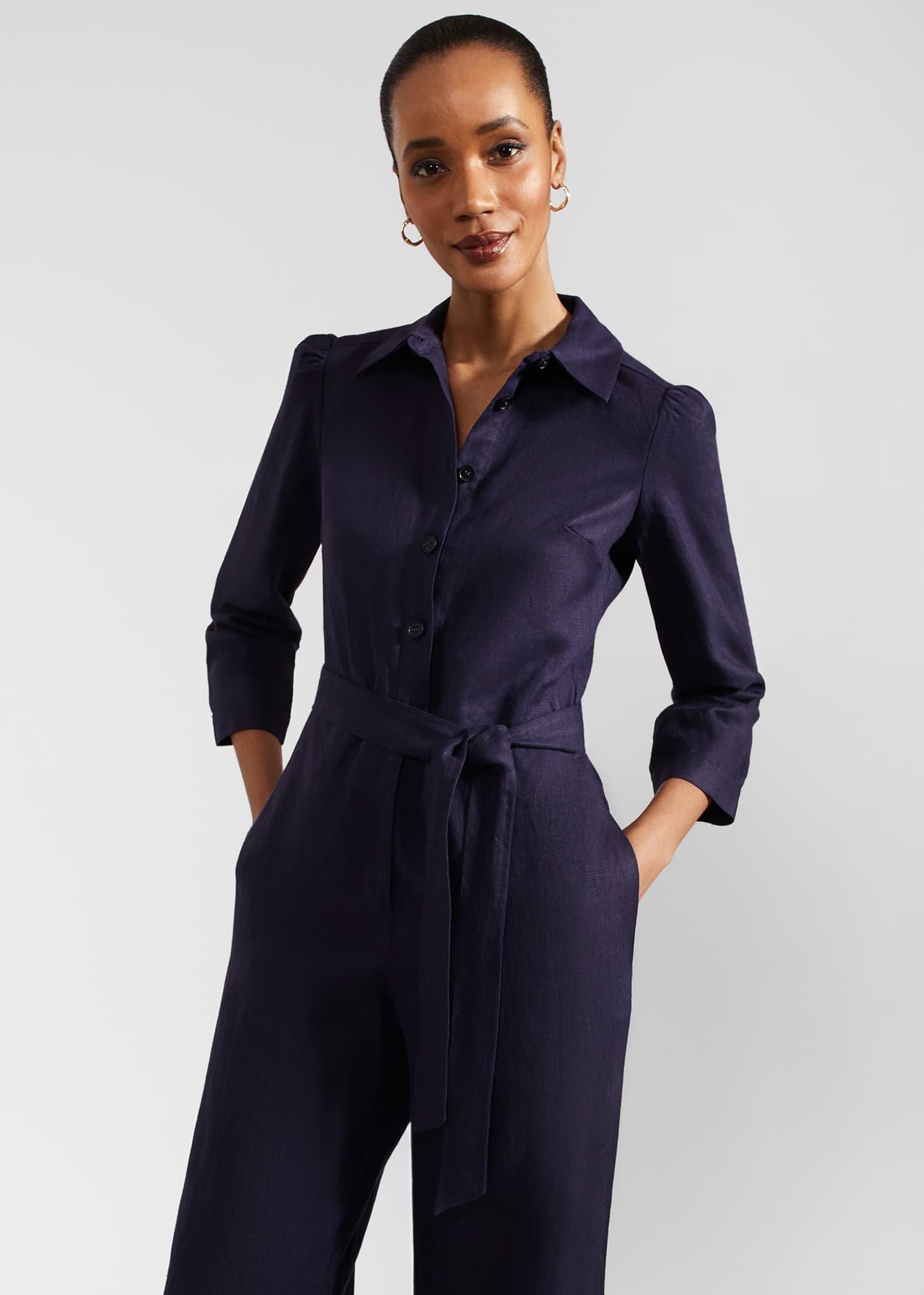Ceira Linen Jumpsuit, True Navy, hi-res