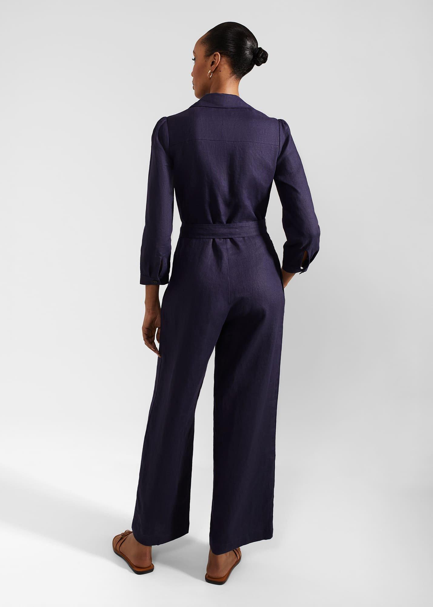 Ceira Linen Jumpsuit, True Navy, hi-res