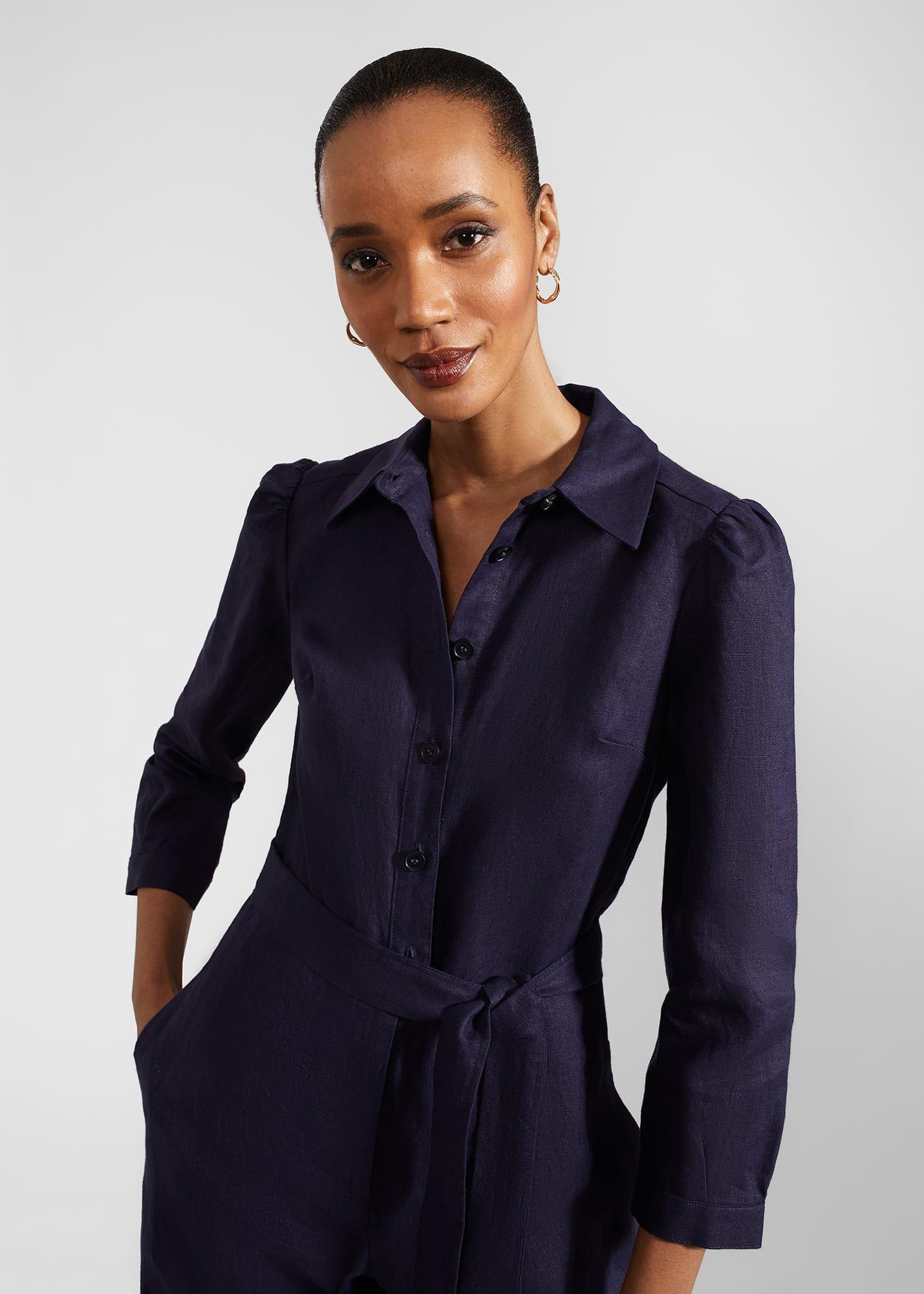 Petite Ceira Linen Jumpsuit, True Navy, hi-res