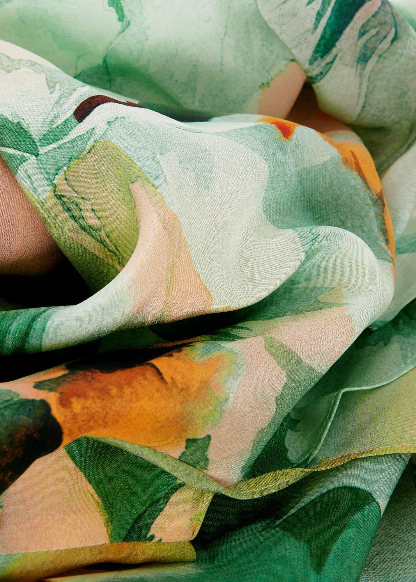 Rosemoor Silk Midi Dress, Green Orange, hi-res