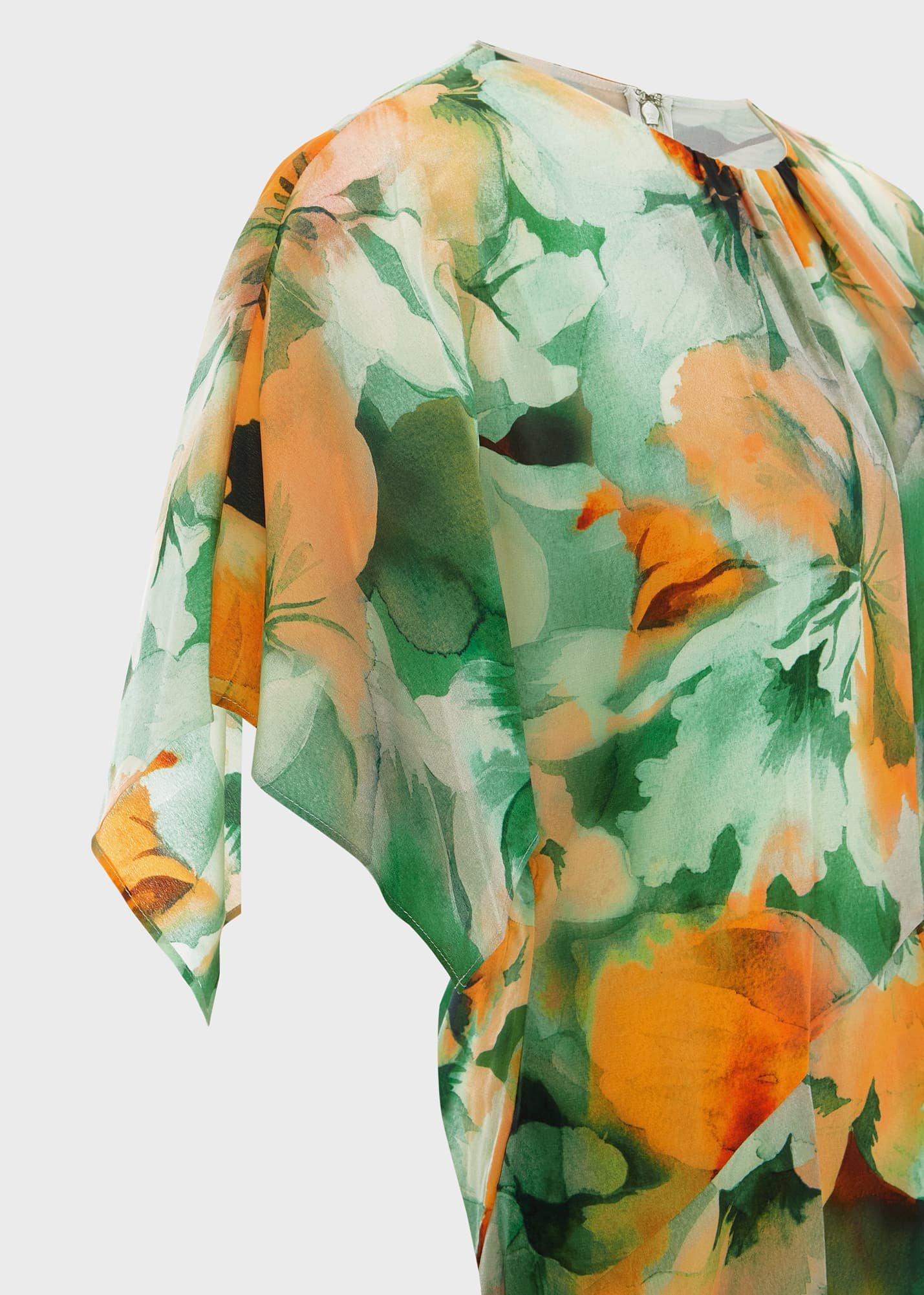 Rosemoor Silk Midi Dress, Green Orange, hi-res