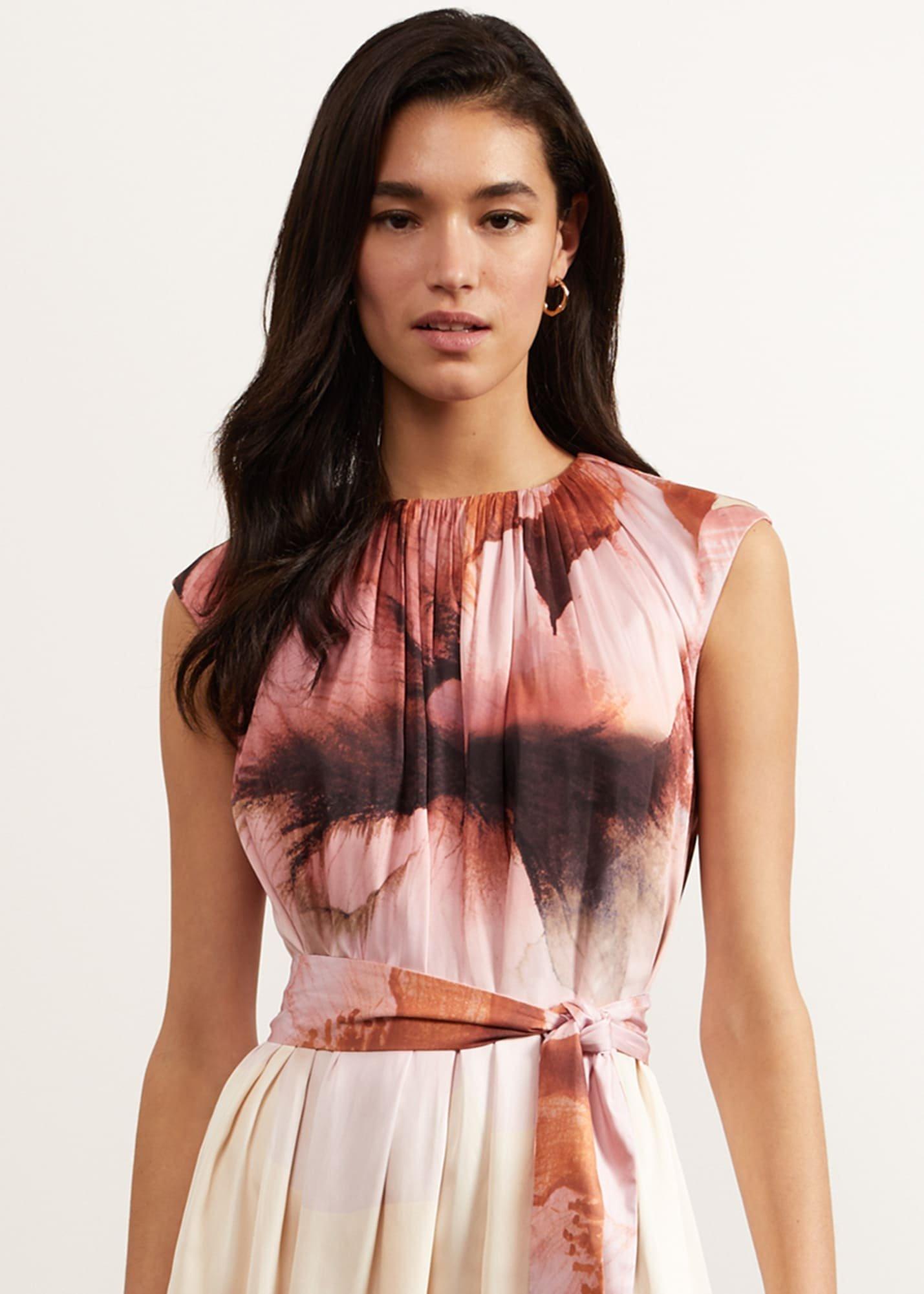 Heligan Floral Midi Dress, Cream Pink, hi-res