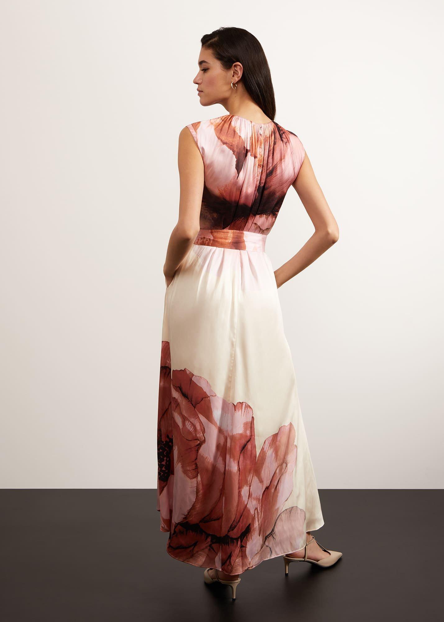Heligan Floral Midi Dress, Cream Pink, hi-res