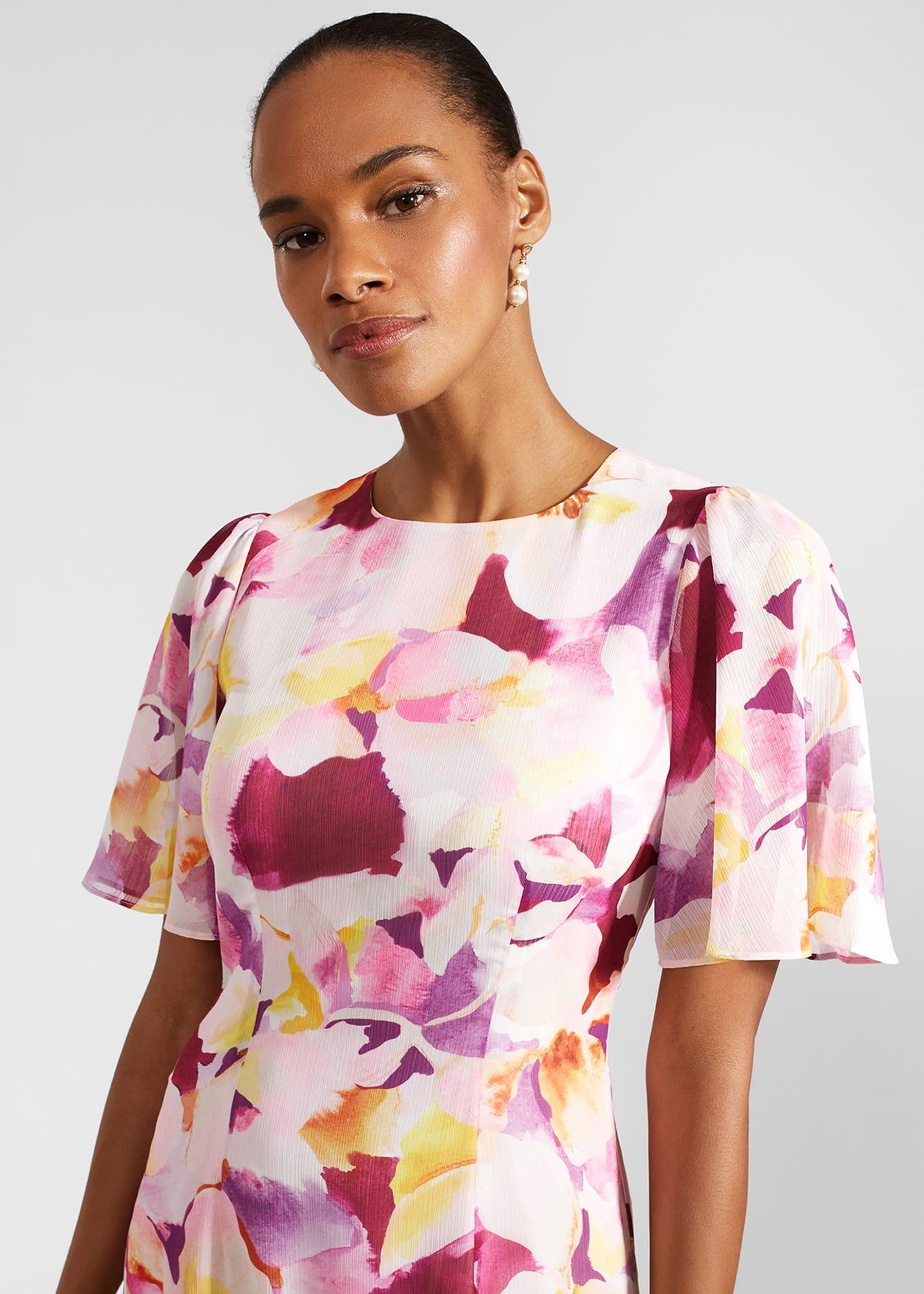 Iona Frill Hem Dress, Pink Multi, hi-res