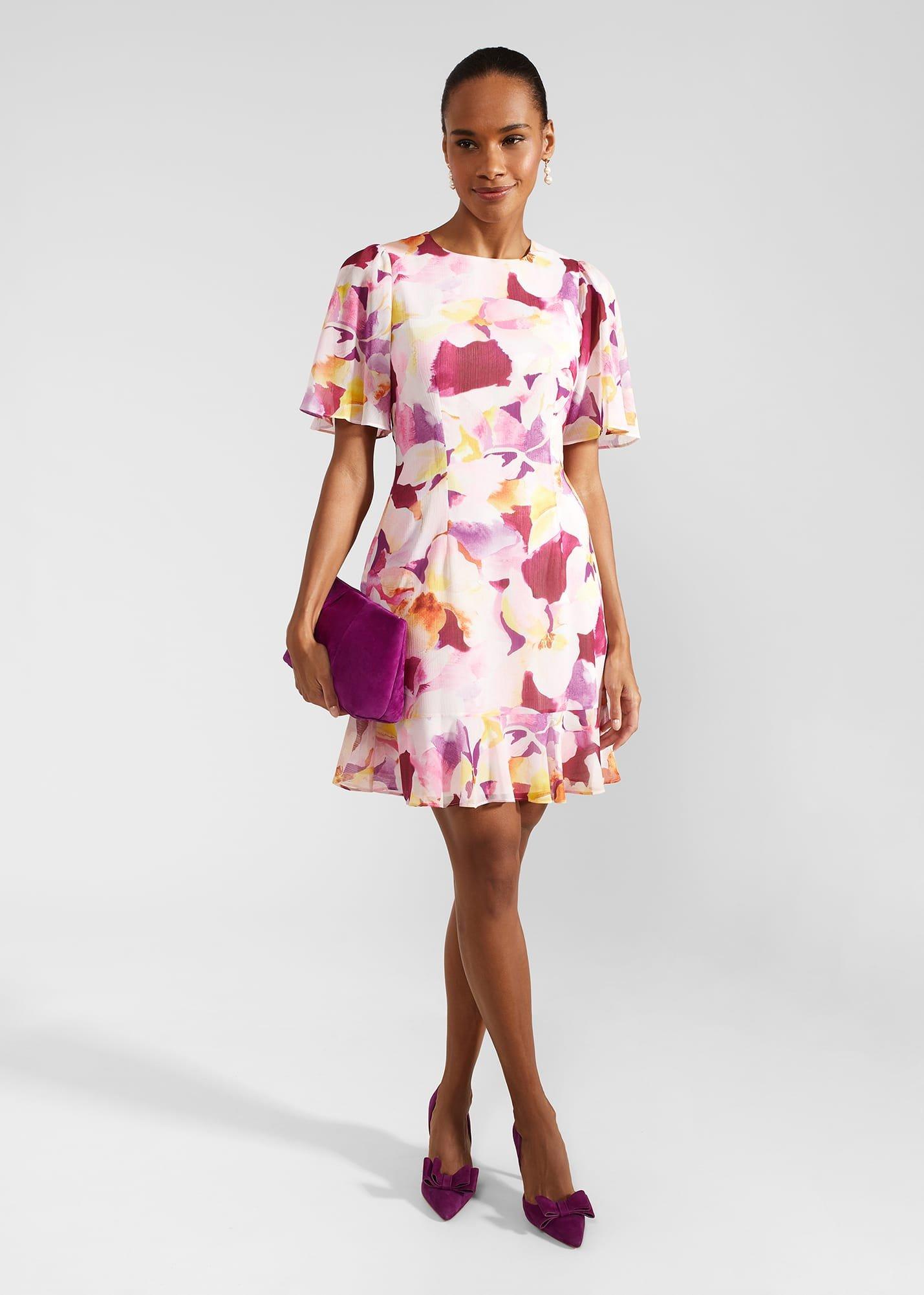 Iona Frill Hem Dress, Pink Multi, hi-res