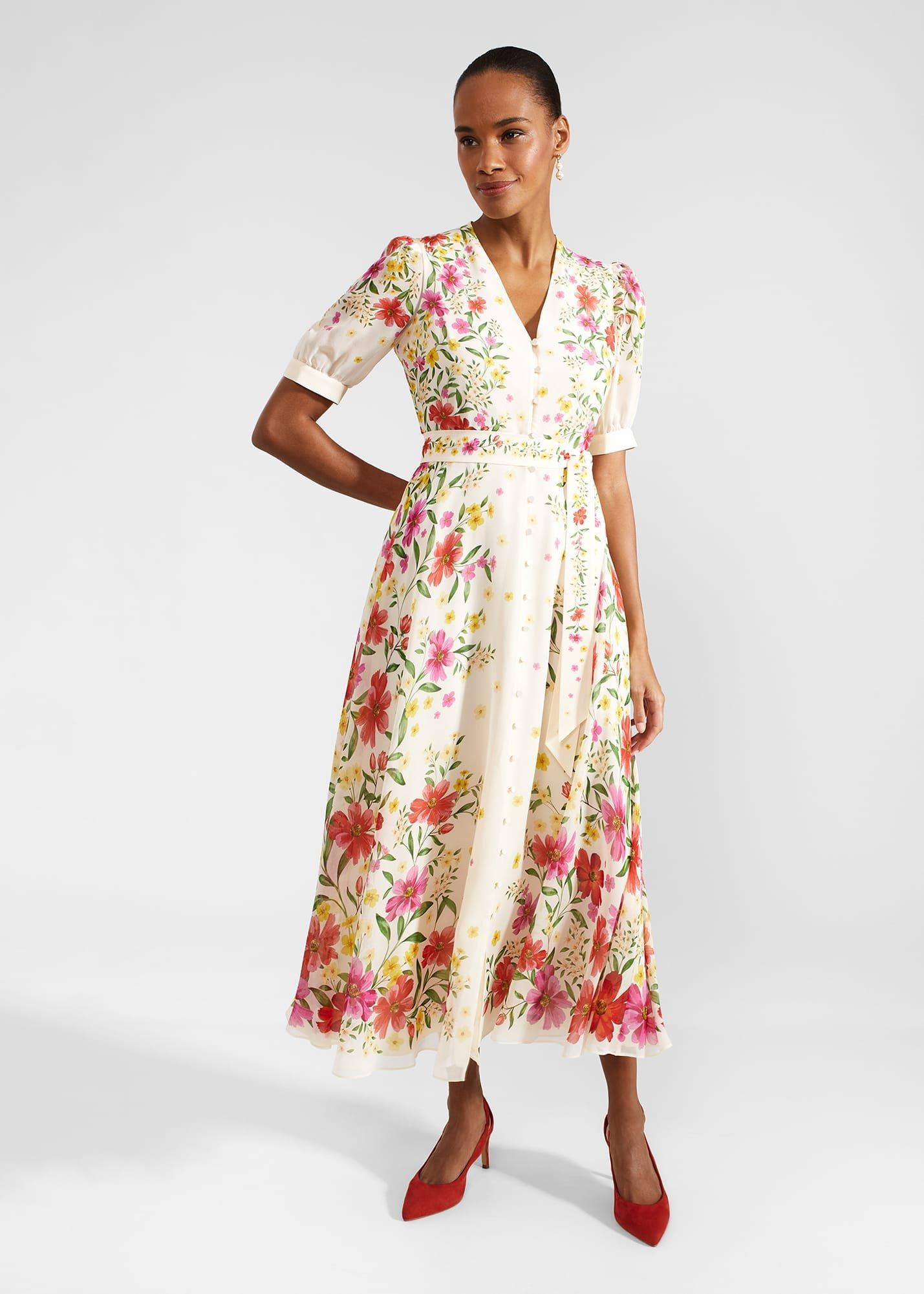 Petite Aurelia Floral Silk Dress