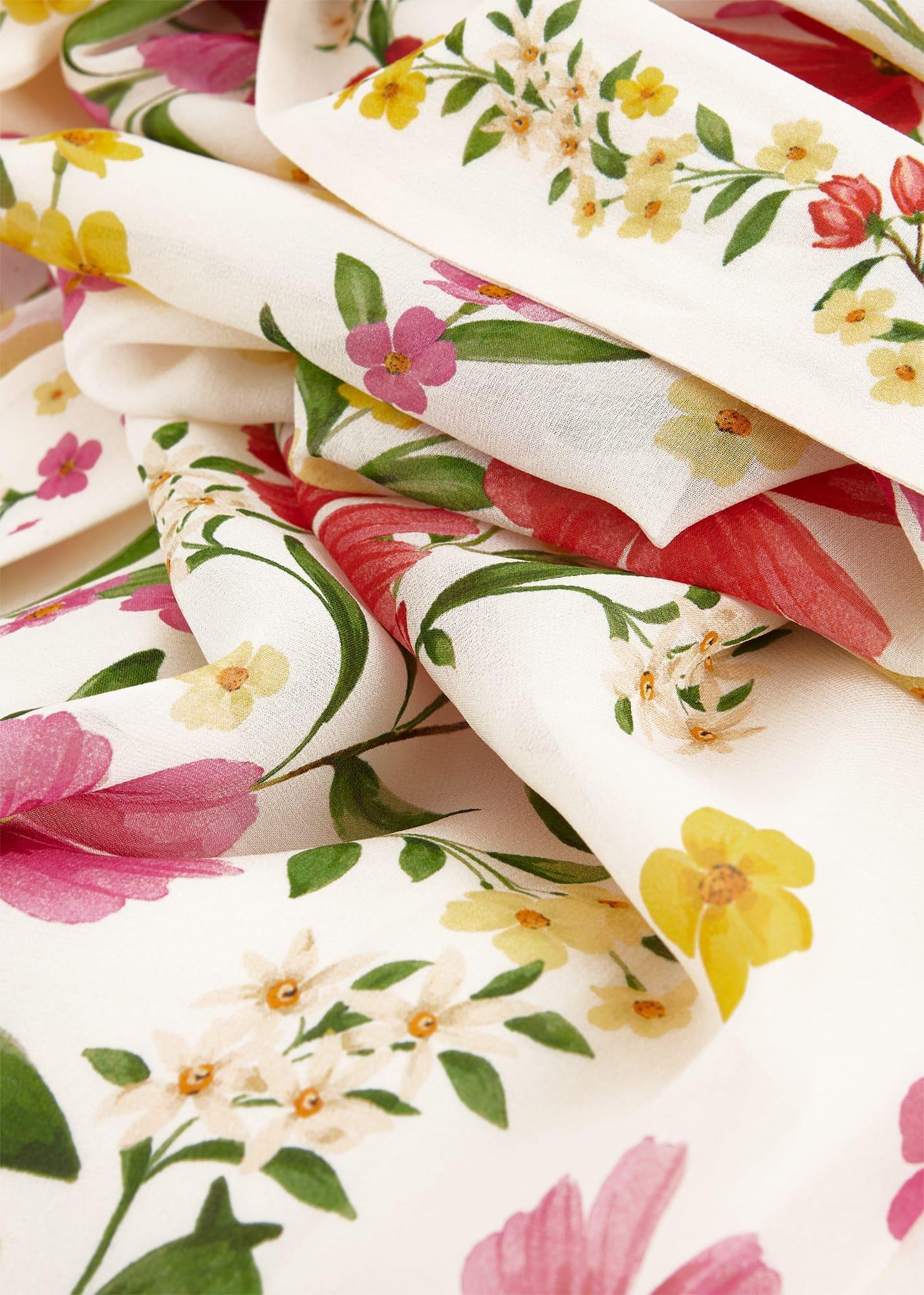 Petite Aurelia Floral Silk Dress, Cream Multi, hi-res