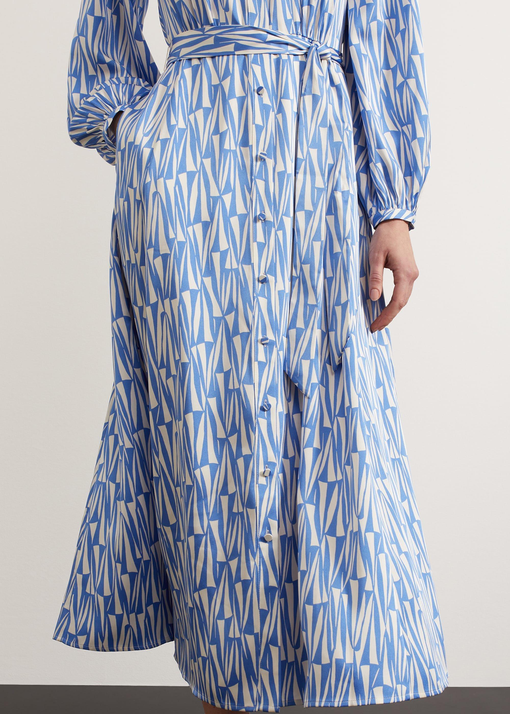 Deanery Midi Dress, Blue Ivory, hi-res