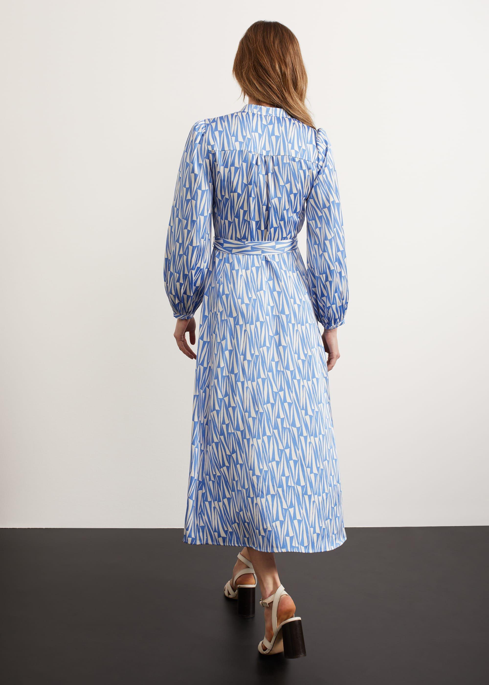 Deanery Midi Dress, Blue Ivory, hi-res