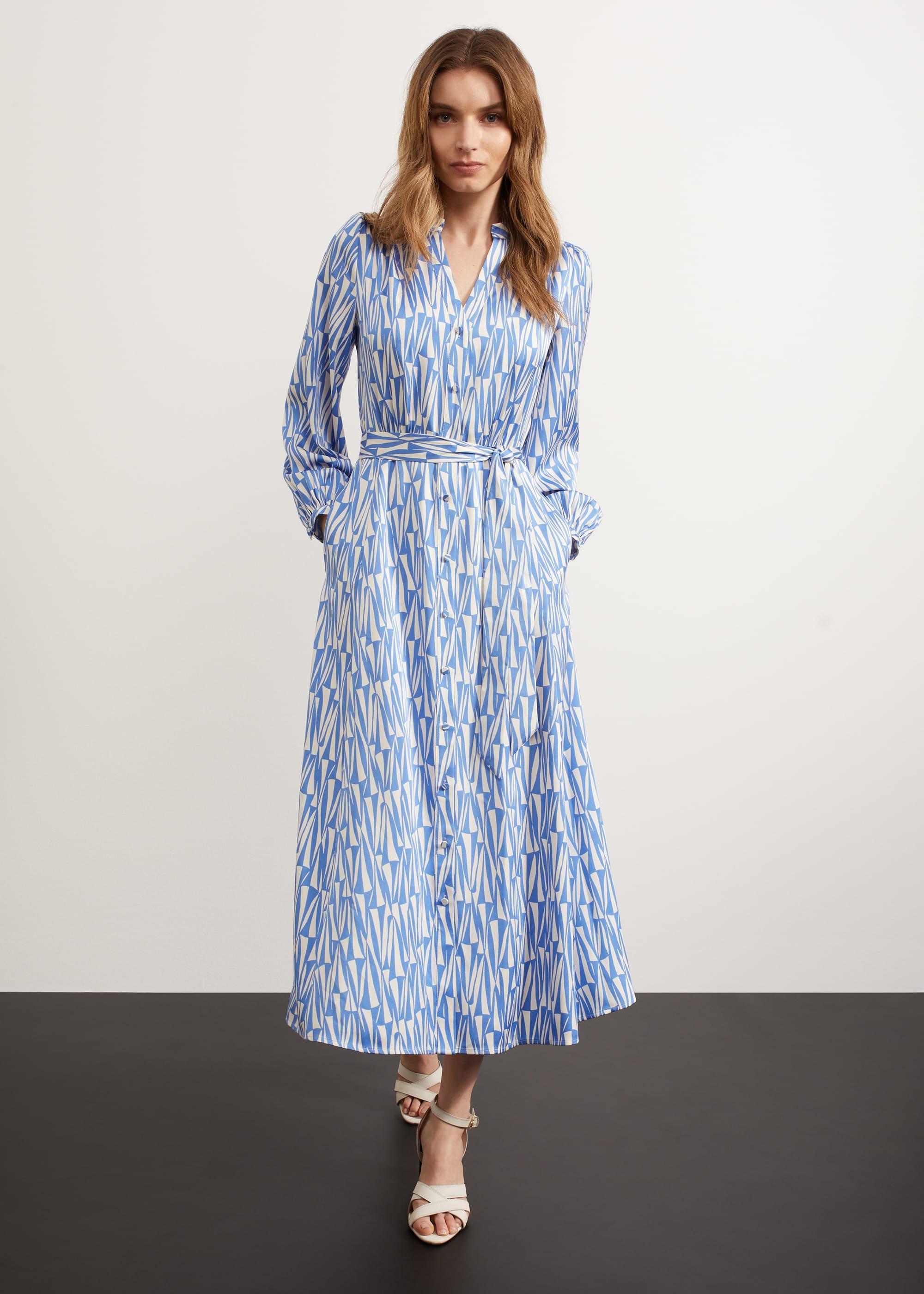Deanery Midi Dress, Blue Ivory, hi-res