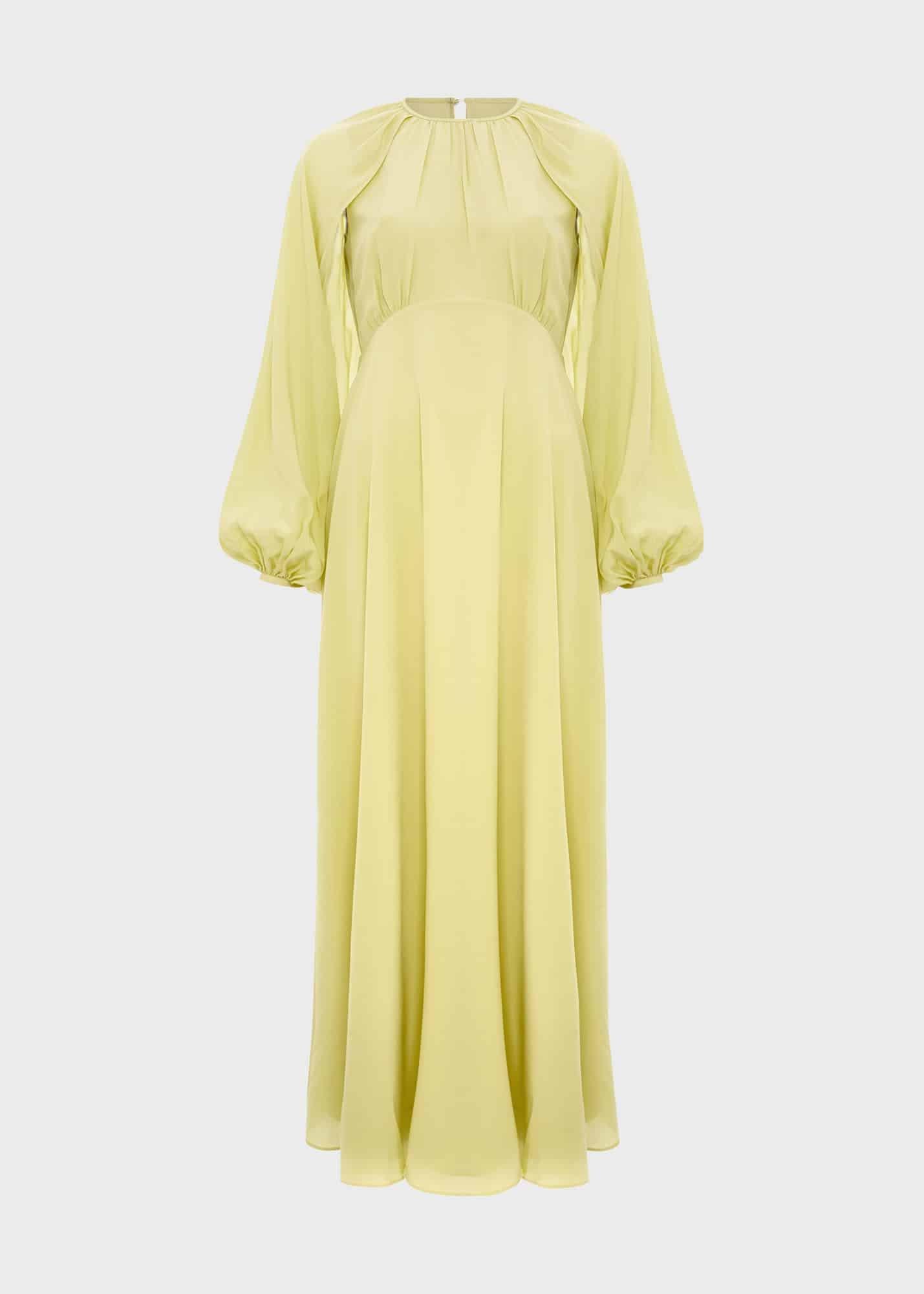 Acacia Silk Dress, Pastel Yellow, hi-res