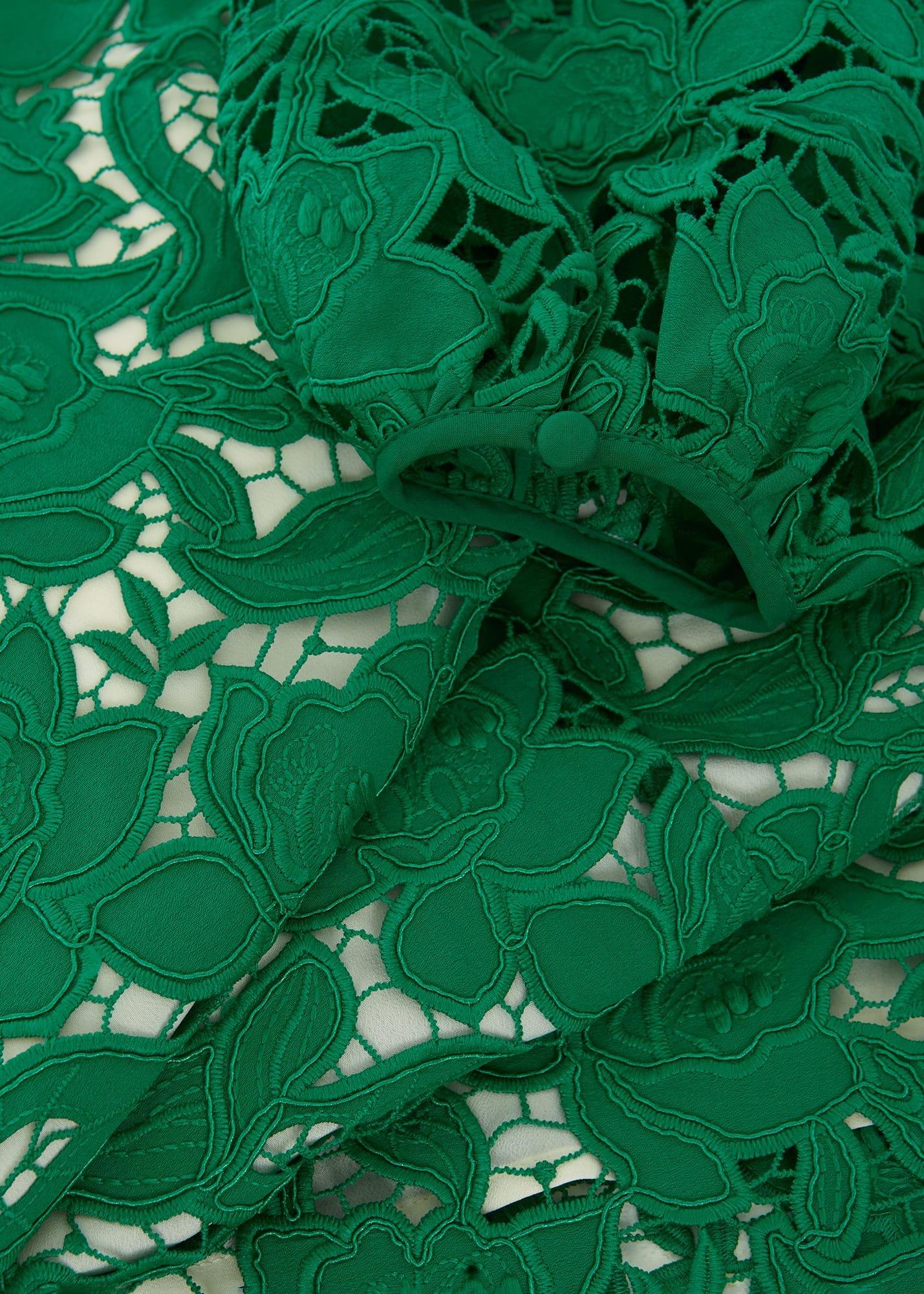 Kew Lace Mini Dress, Green Cream, hi-res