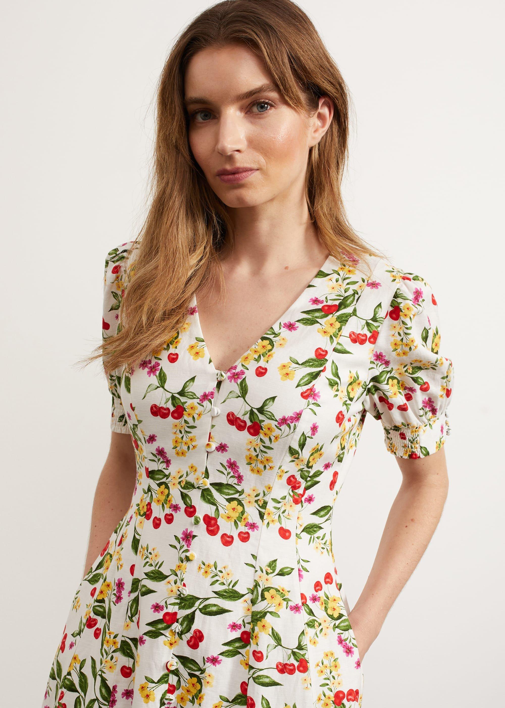 Coniston V Neck Mini Dress, Ivory Multi, hi-res