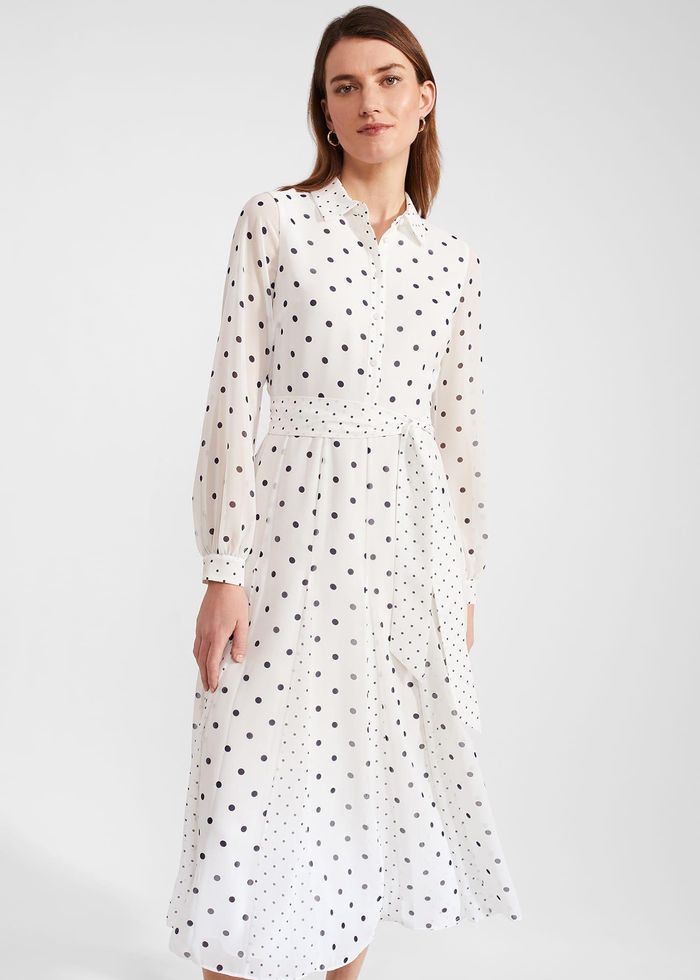 Petite Lucilla Dress, Ivory Navy, hi-res