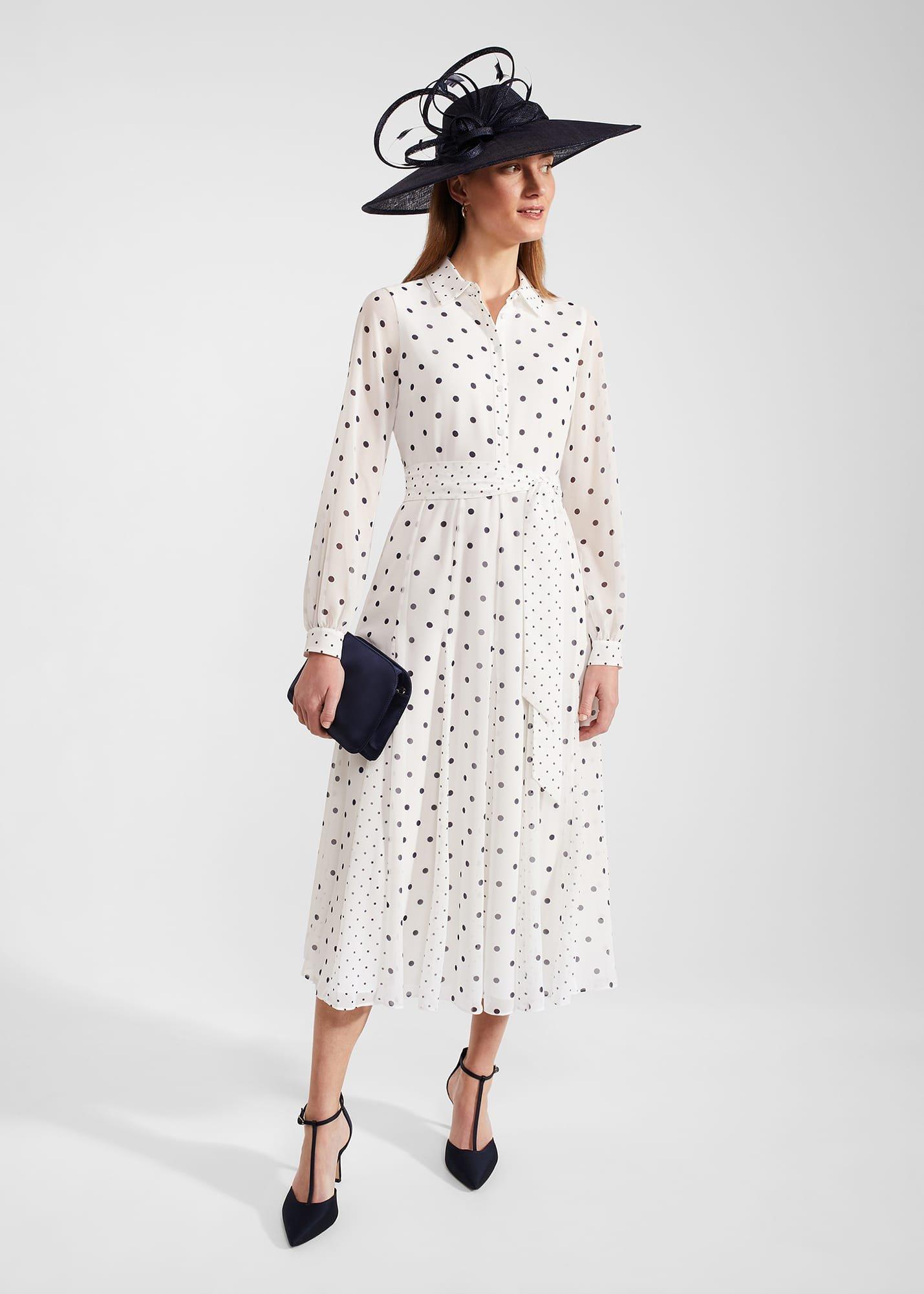 Petite Lucilla Dress, Ivory Navy, hi-res