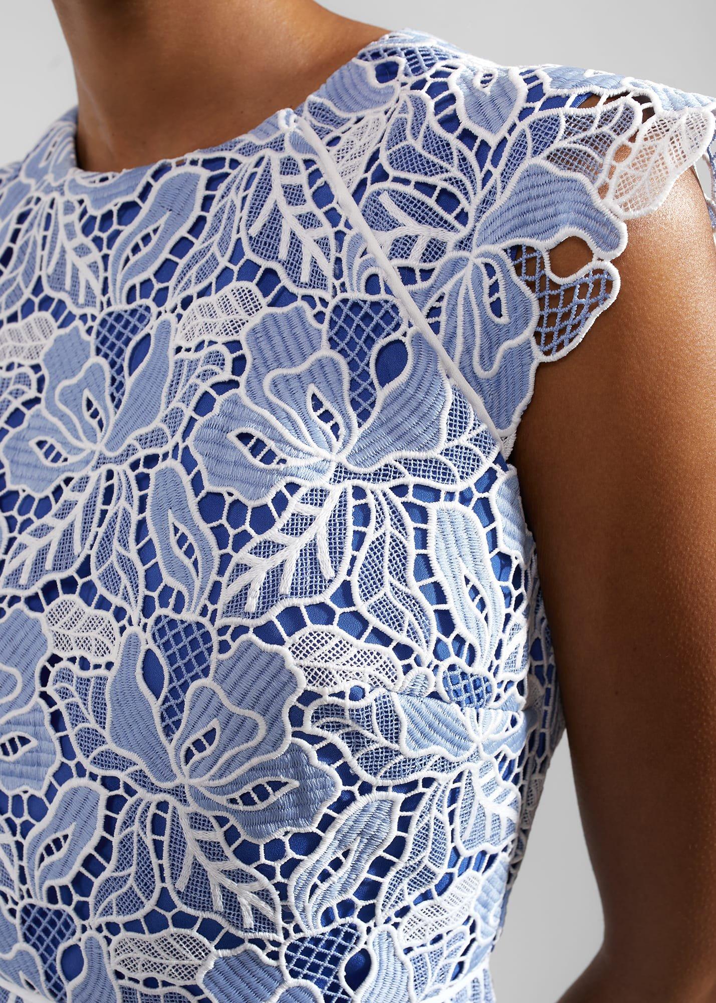 Phoebe Lace Midi Dress, Blue Ivory, hi-res