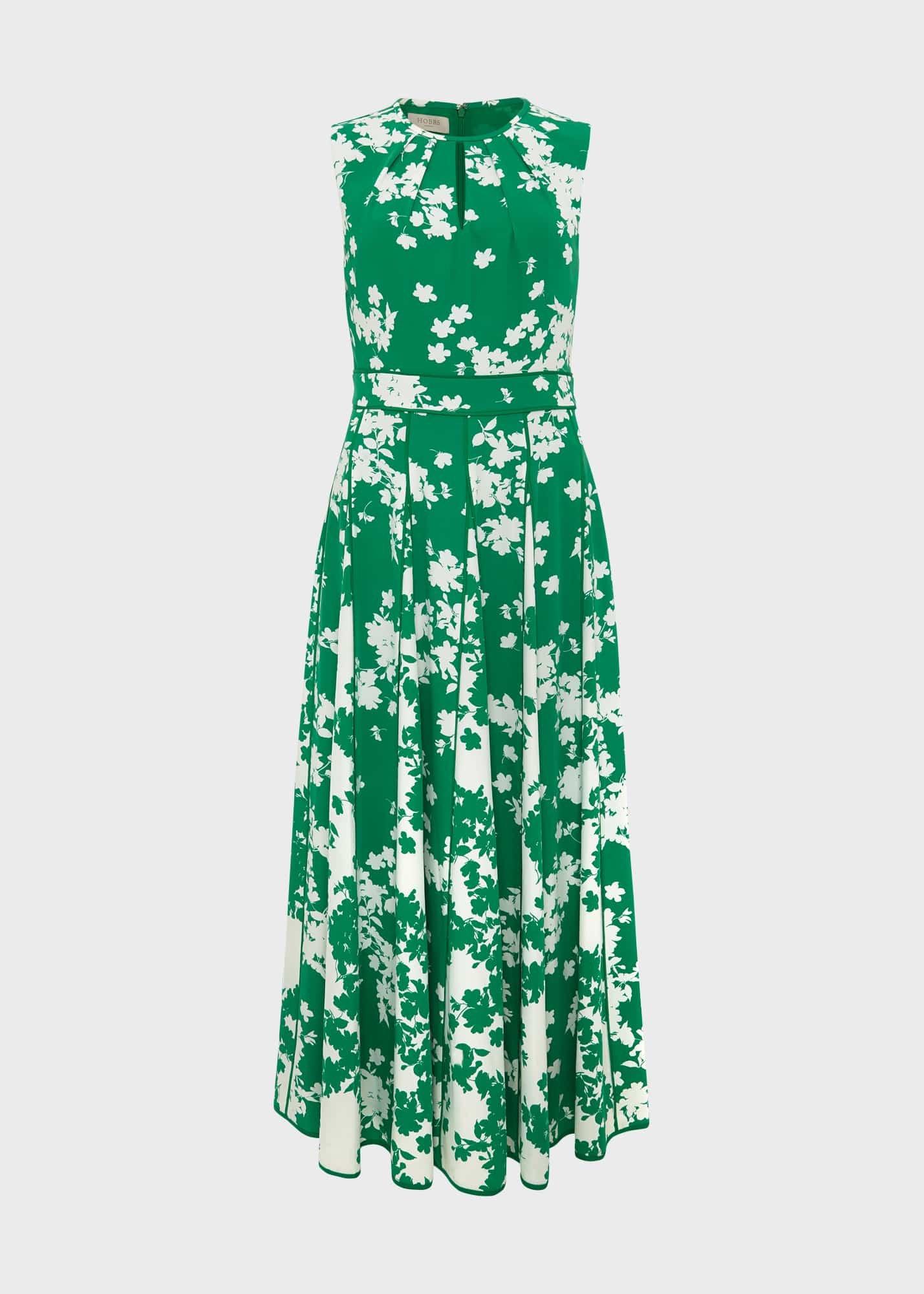 Angelica Floral Midi Dress, Green Ivory, hi-res