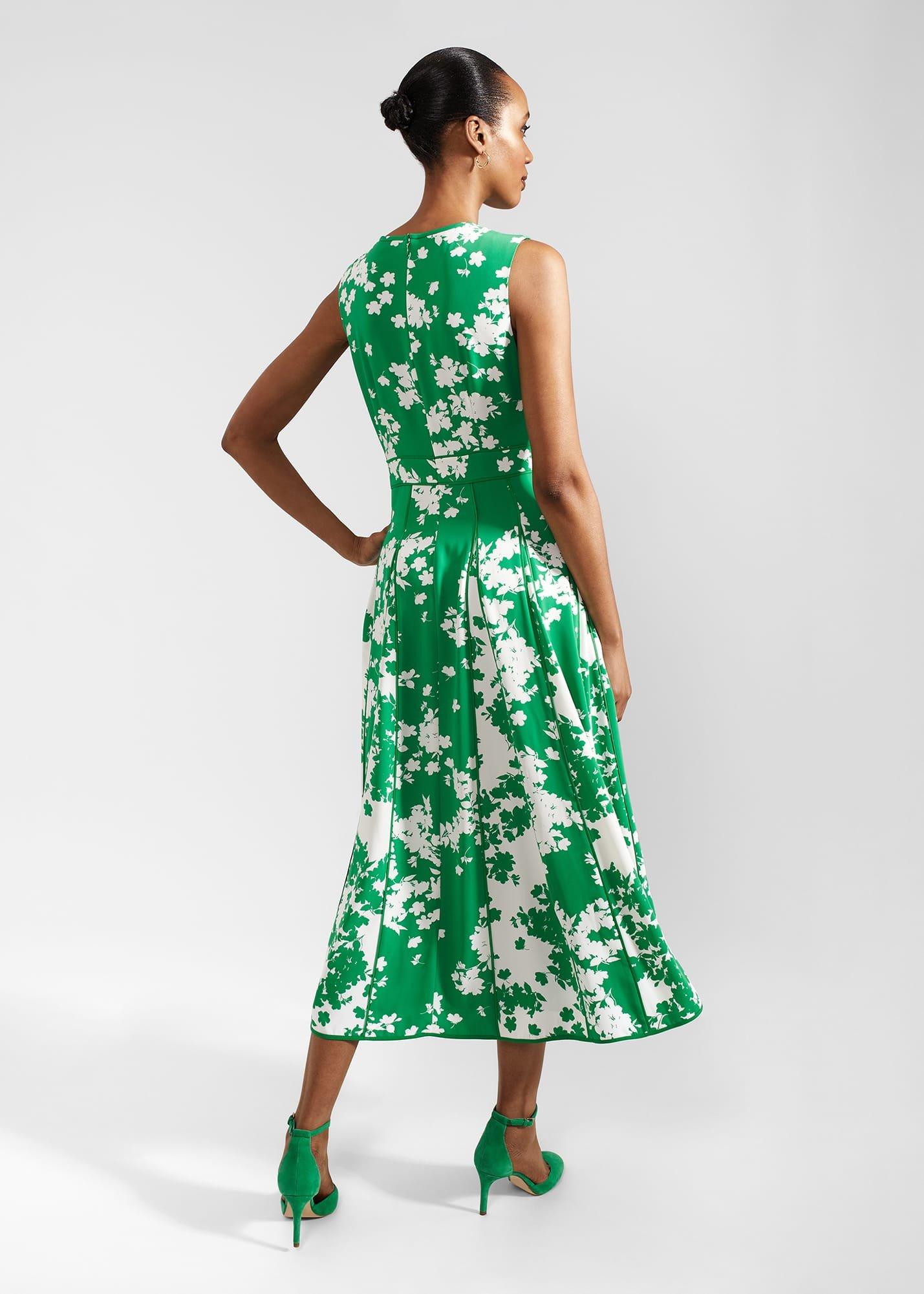 Angelica Floral Midi Dress, Green Ivory, hi-res