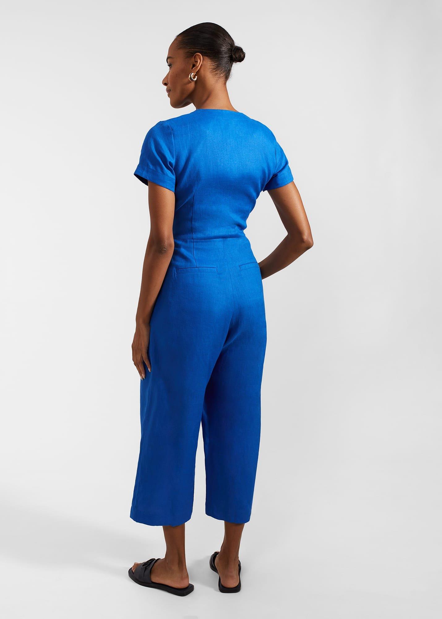 Aliya Linen Jumpsuit, Atlantic Blue, hi-res