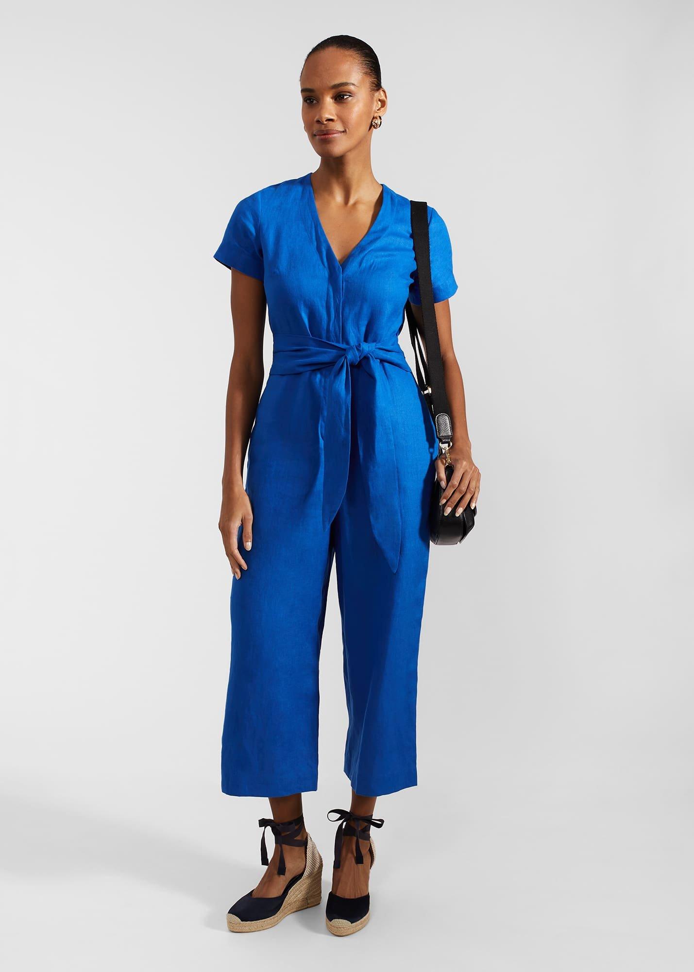 Aliya Linen Jumpsuit, Atlantic Blue, hi-res