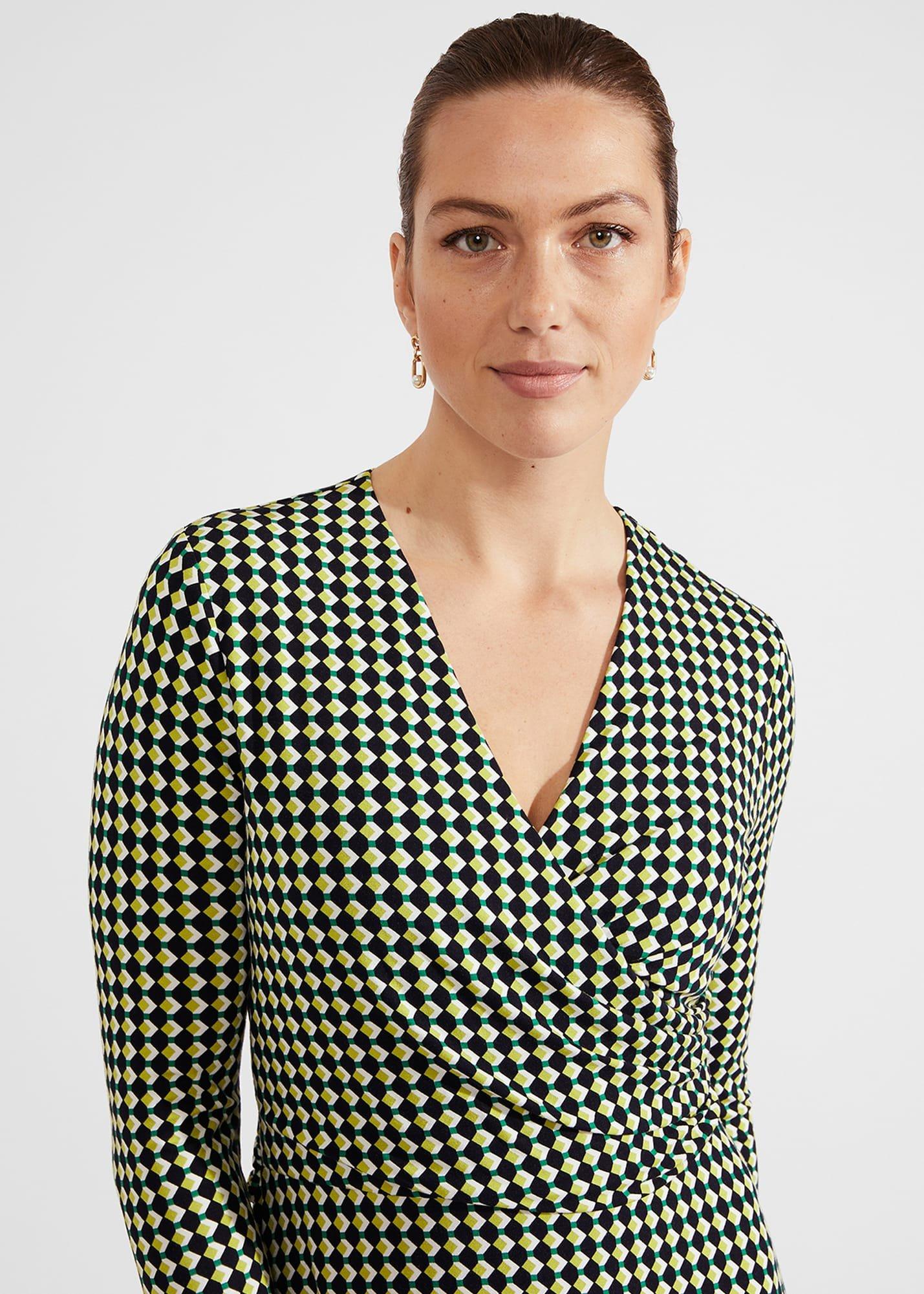 Dina Wrap Jersey Dress, Navy Multi, hi-res