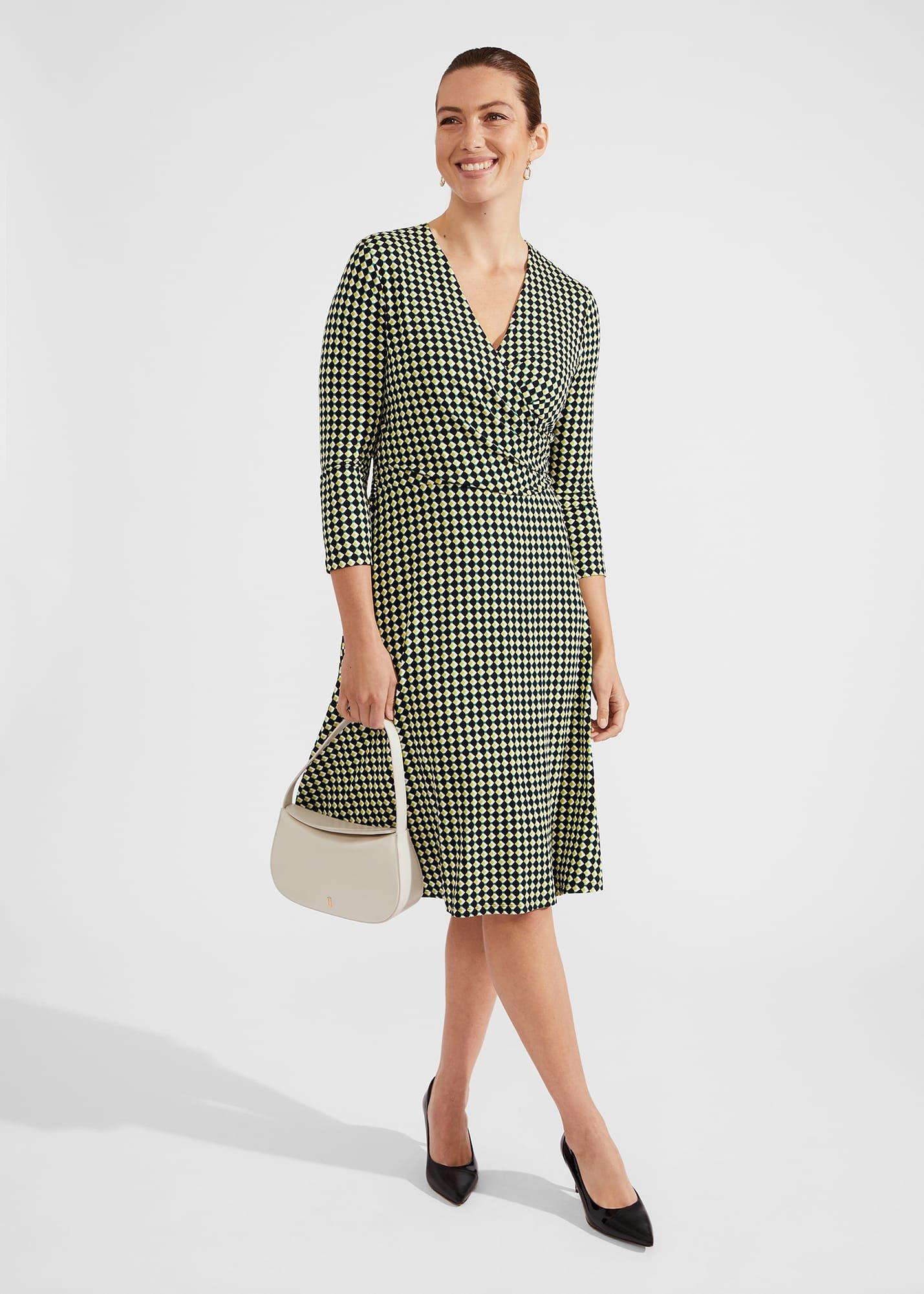 Dina Wrap Jersey Dress, Navy Multi, hi-res