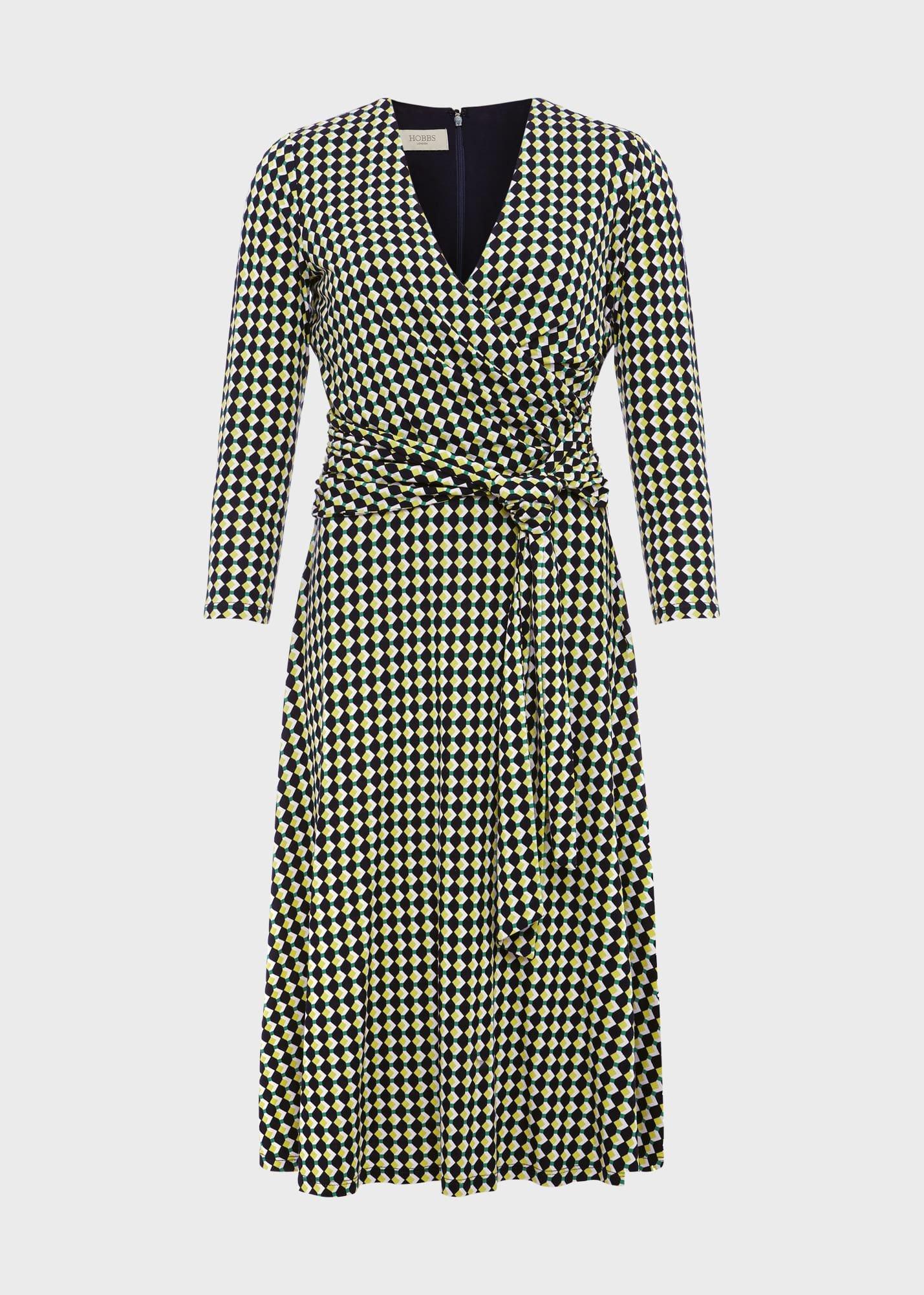 Petite Dina Wrap Dress, Navy Multi, hi-res