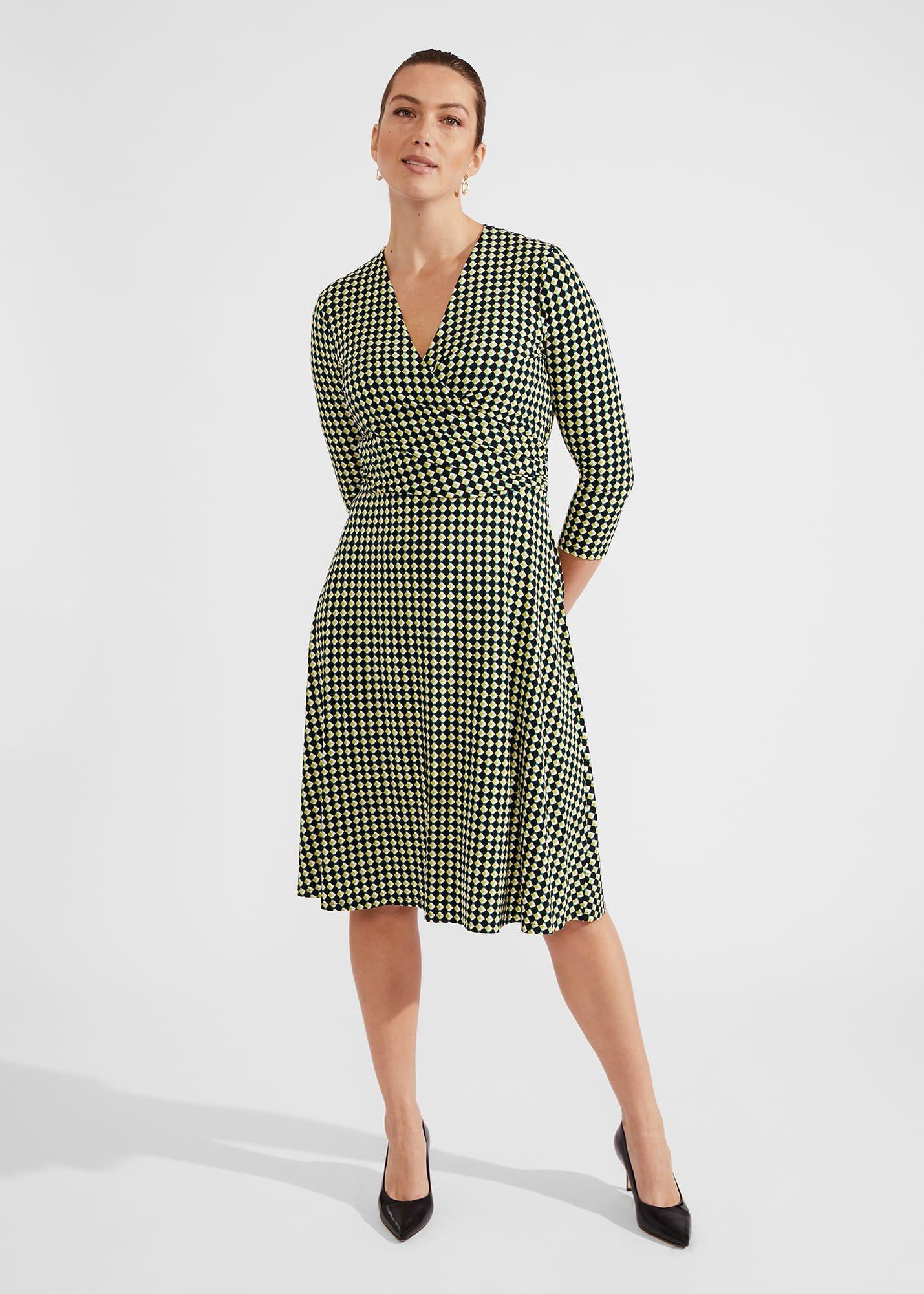 Petite Dina Wrap Dress, Navy Multi, hi-res