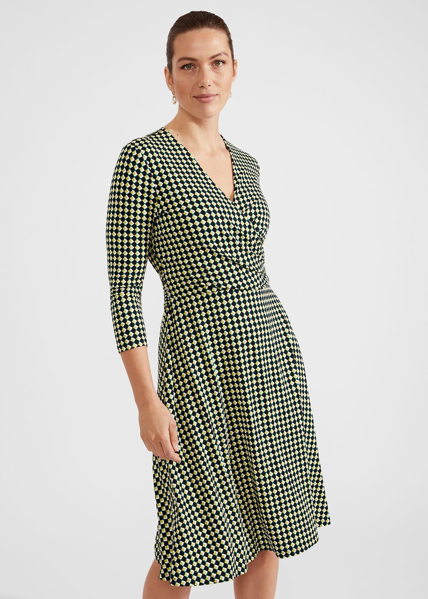 Petite Dina Wrap Dress, Navy Multi, hi-res