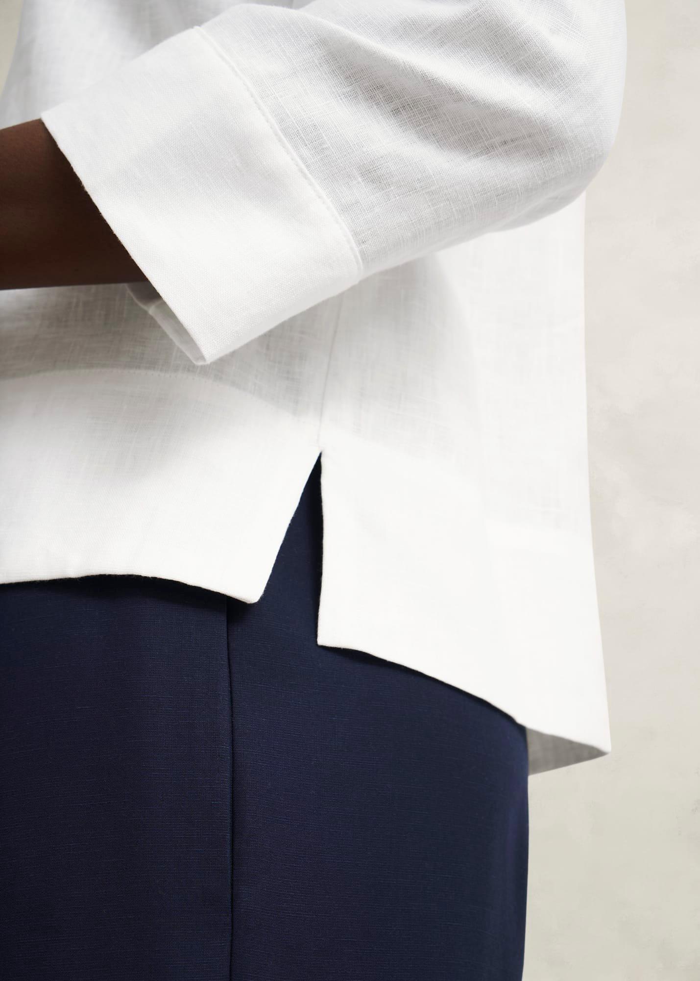 Nita Linen Shirt, White, hi-res