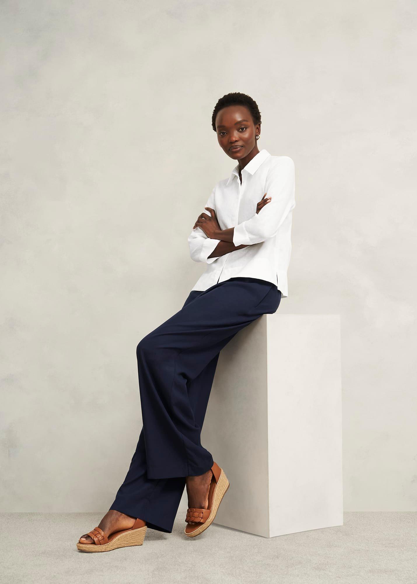 Nita Linen Shirt, White, hi-res