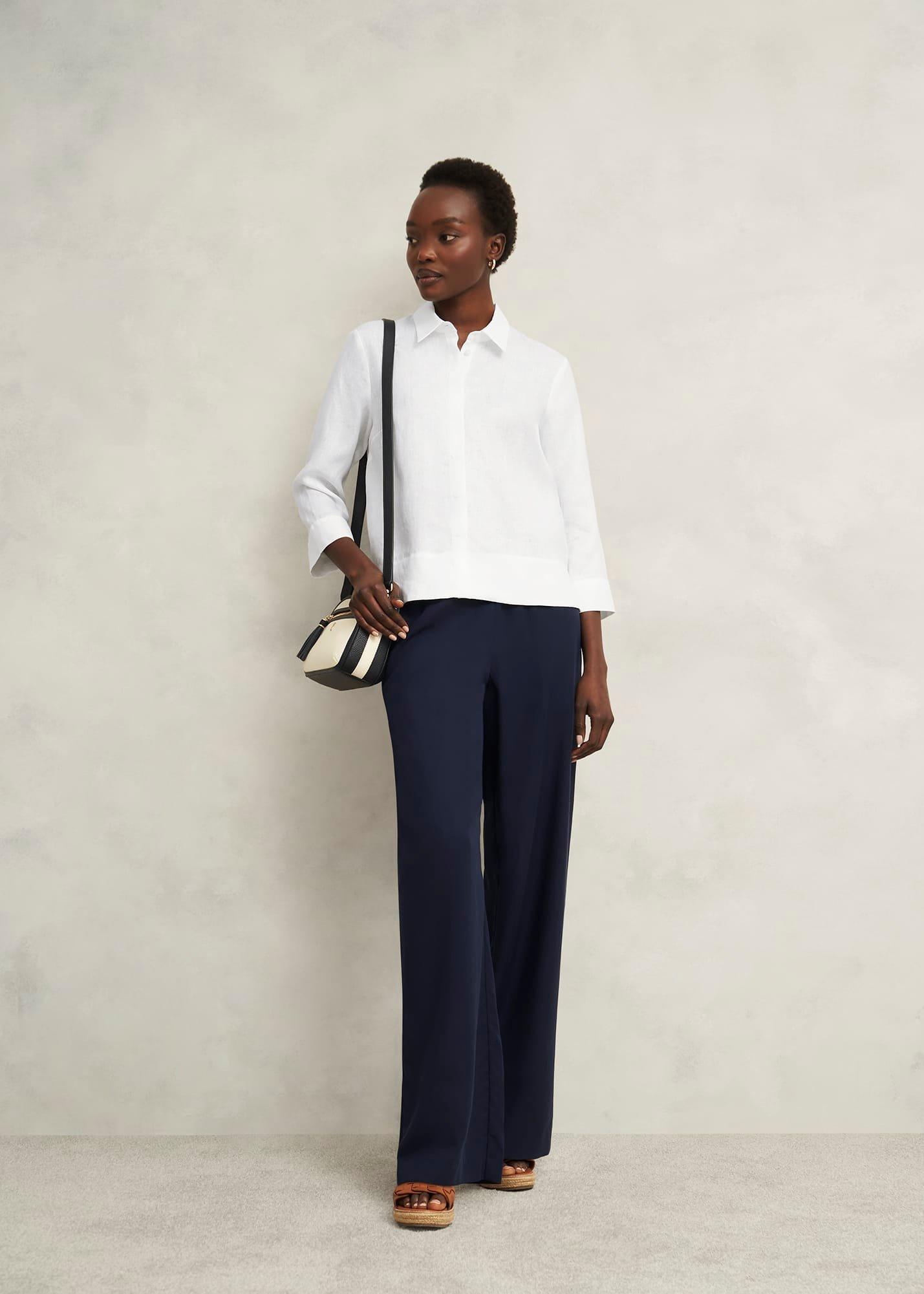 Nita Linen Shirt, White, hi-res