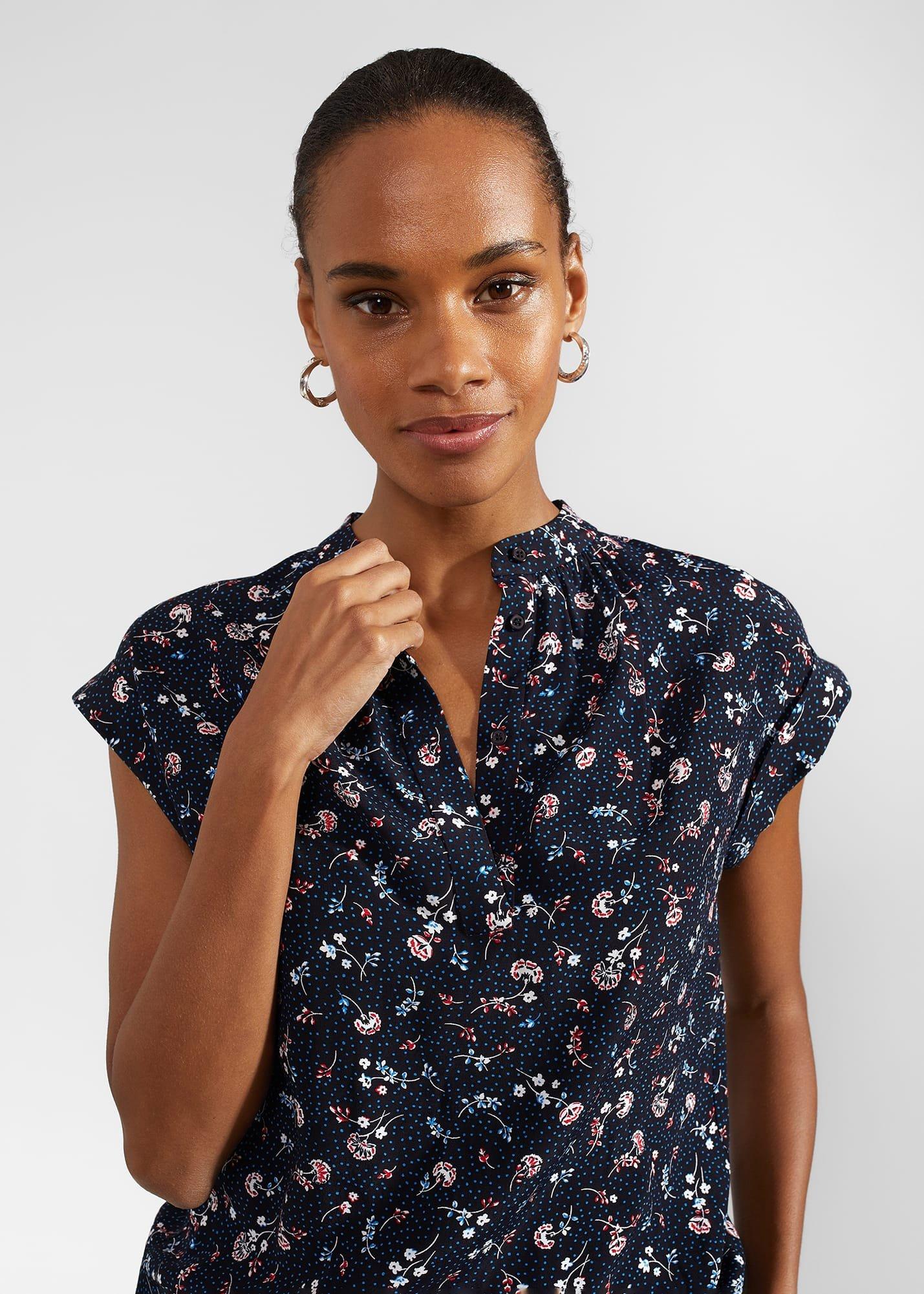 Carine Blouse, Navy Multi, hi-res