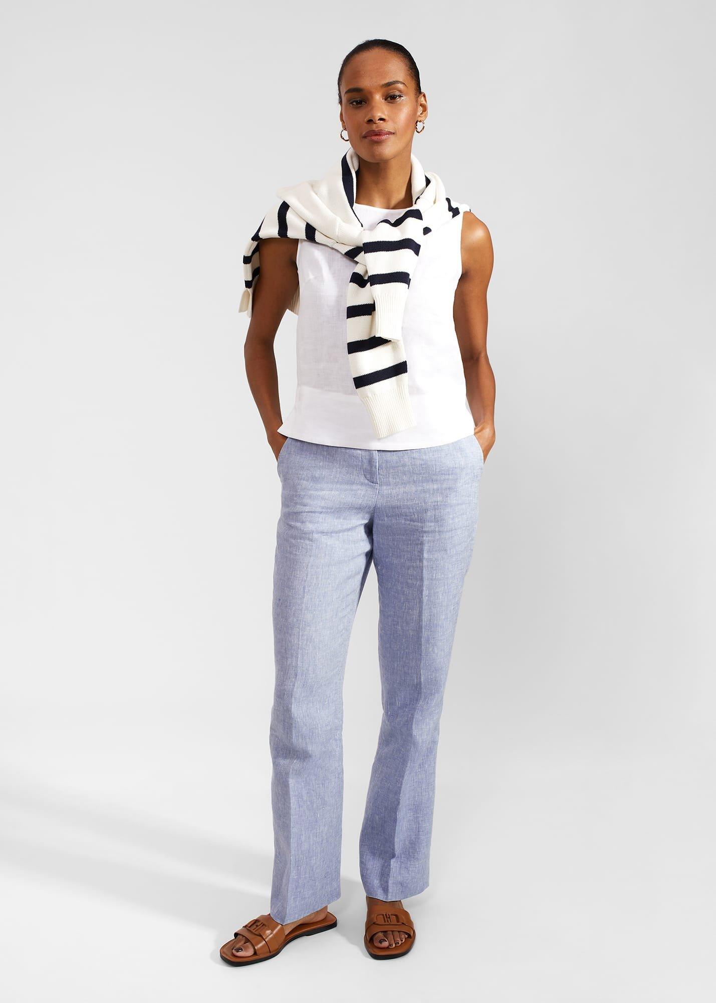 Malindi Linen Top, White, hi-res