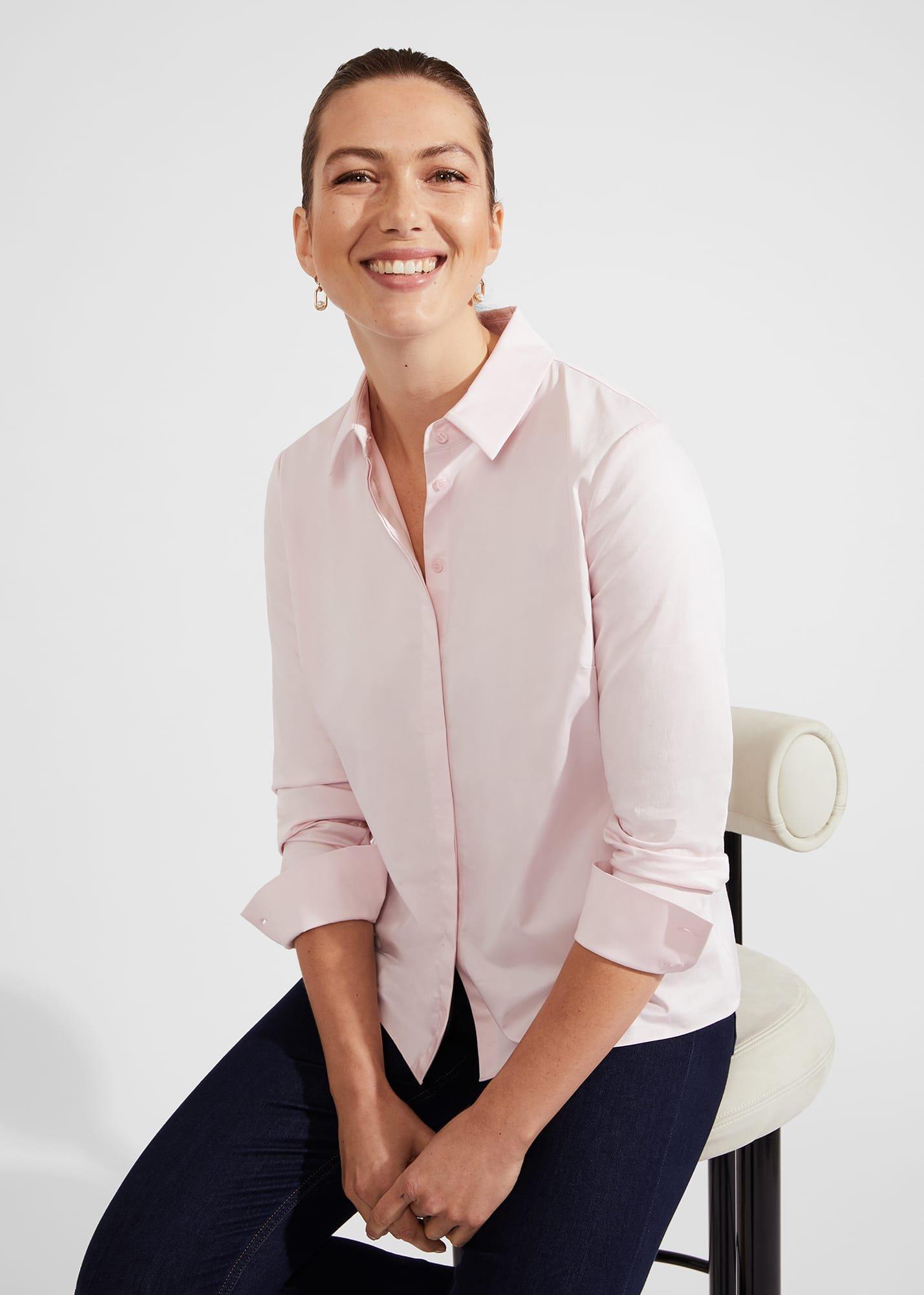 Victoria Cotton Blend Shirt, Pale Pink, hi-res