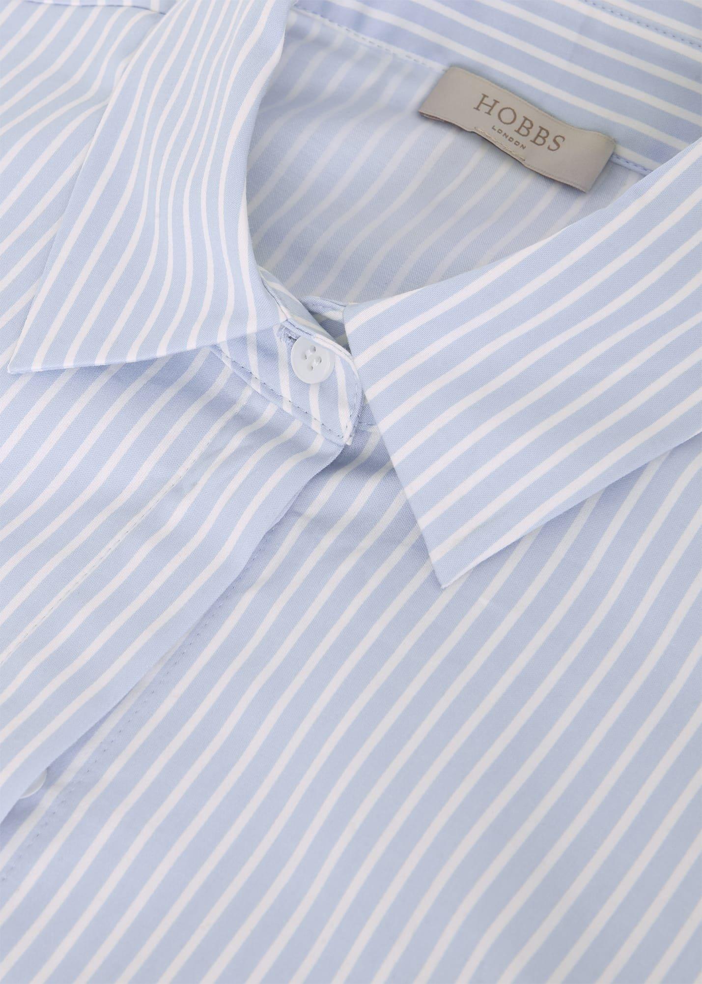 Victoria Cotton Blend Shirt, Pale Blue White, hi-res