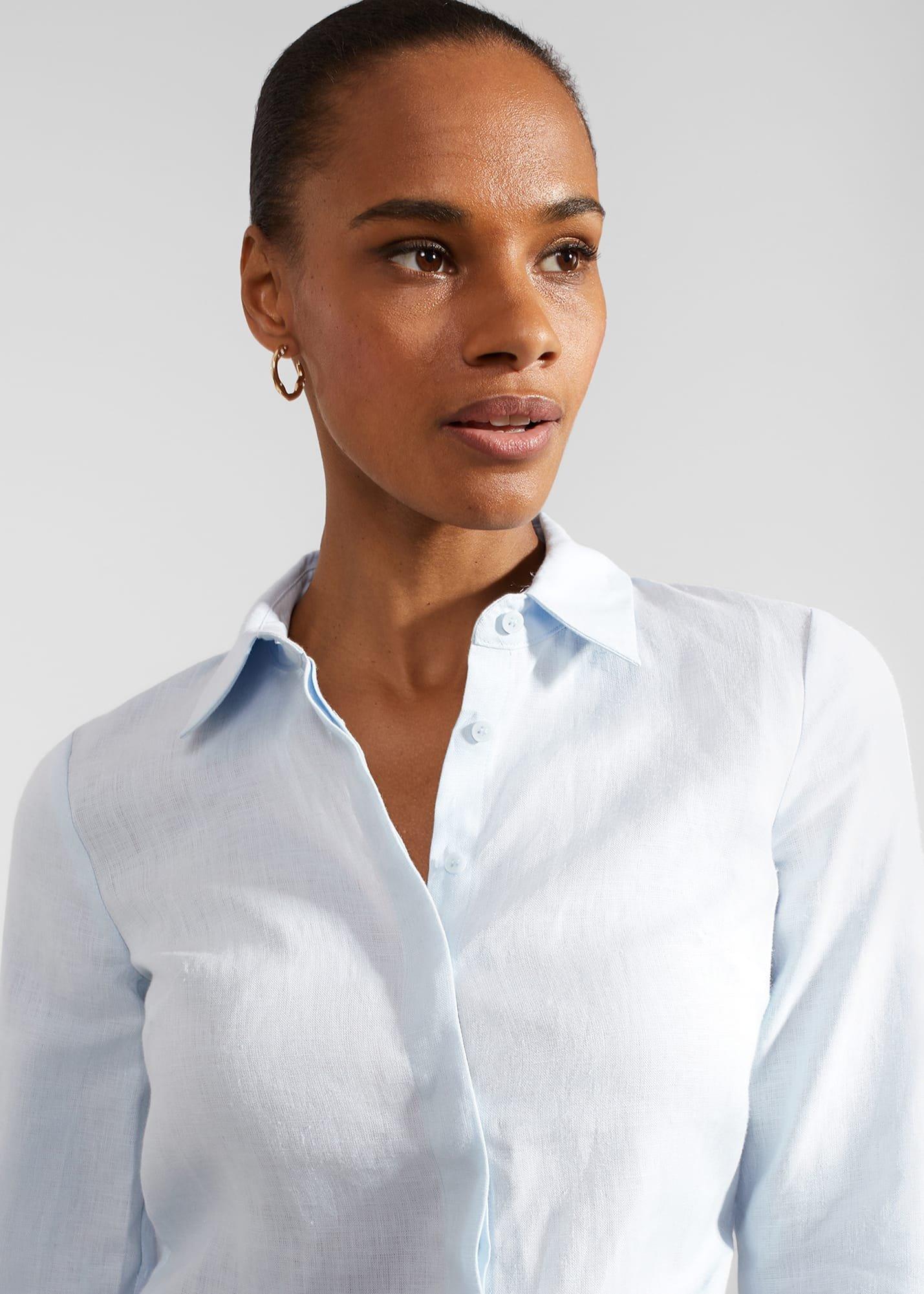 Victoria Linen Shirt, Pale Blue, hi-res