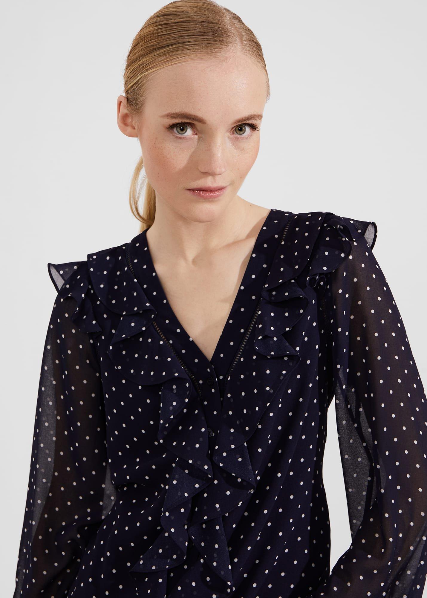 Rosana Polka Dot Top, Navy Ivory, hi-res