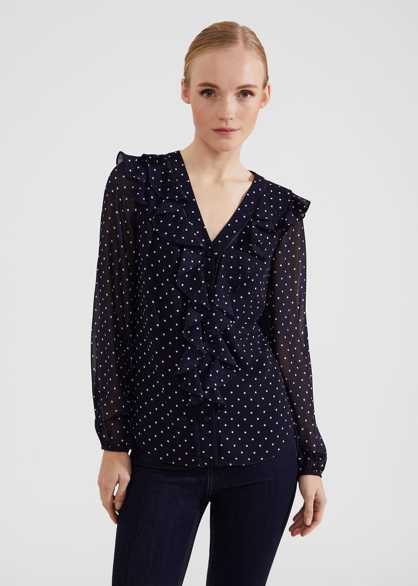 Rosana Polka Dot Top, Navy Ivory, hi-res