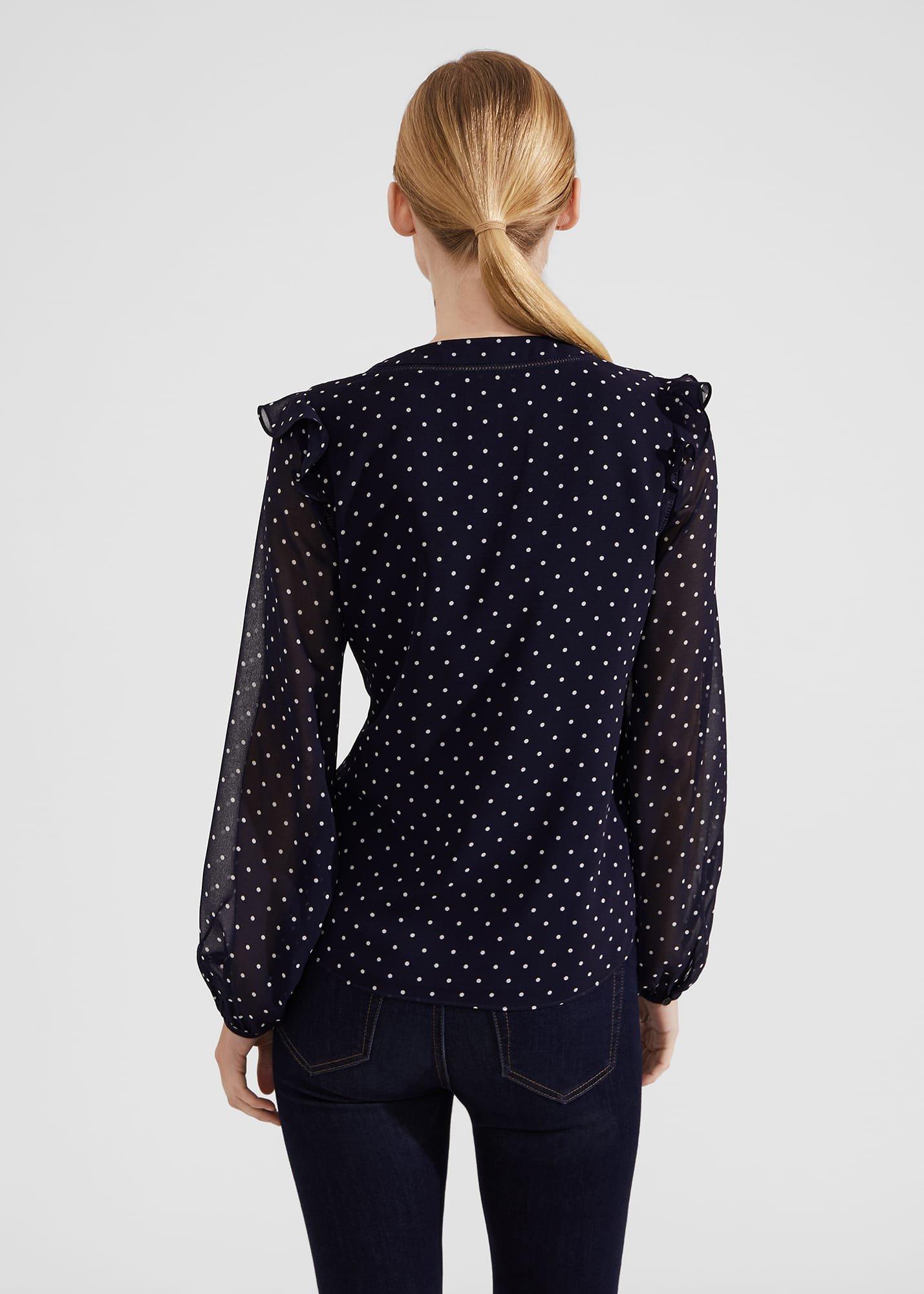 Rosana Polka Dot Top, Navy Ivory, hi-res