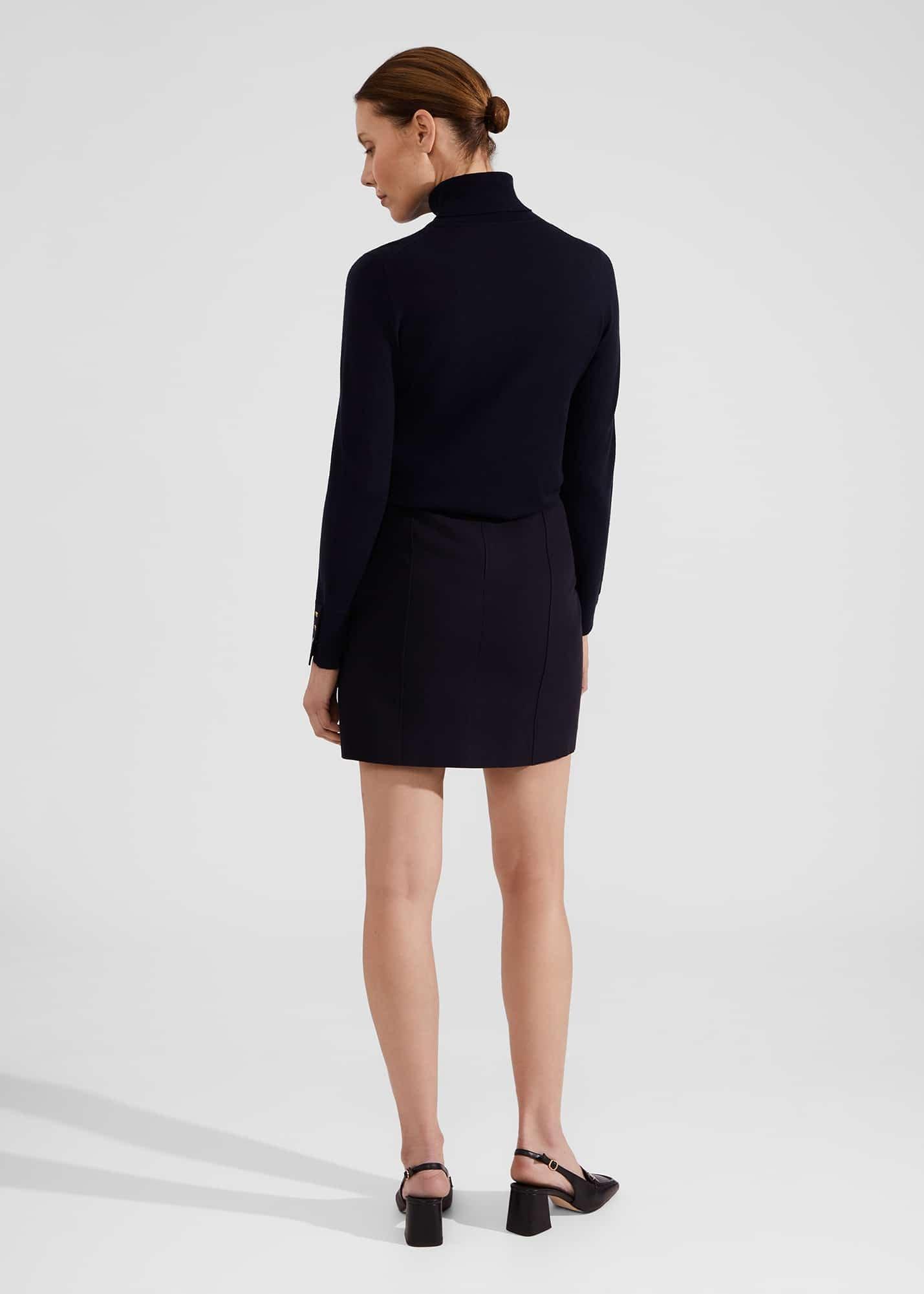 Hana Cotton Blend Skirt, Navy, hi-res