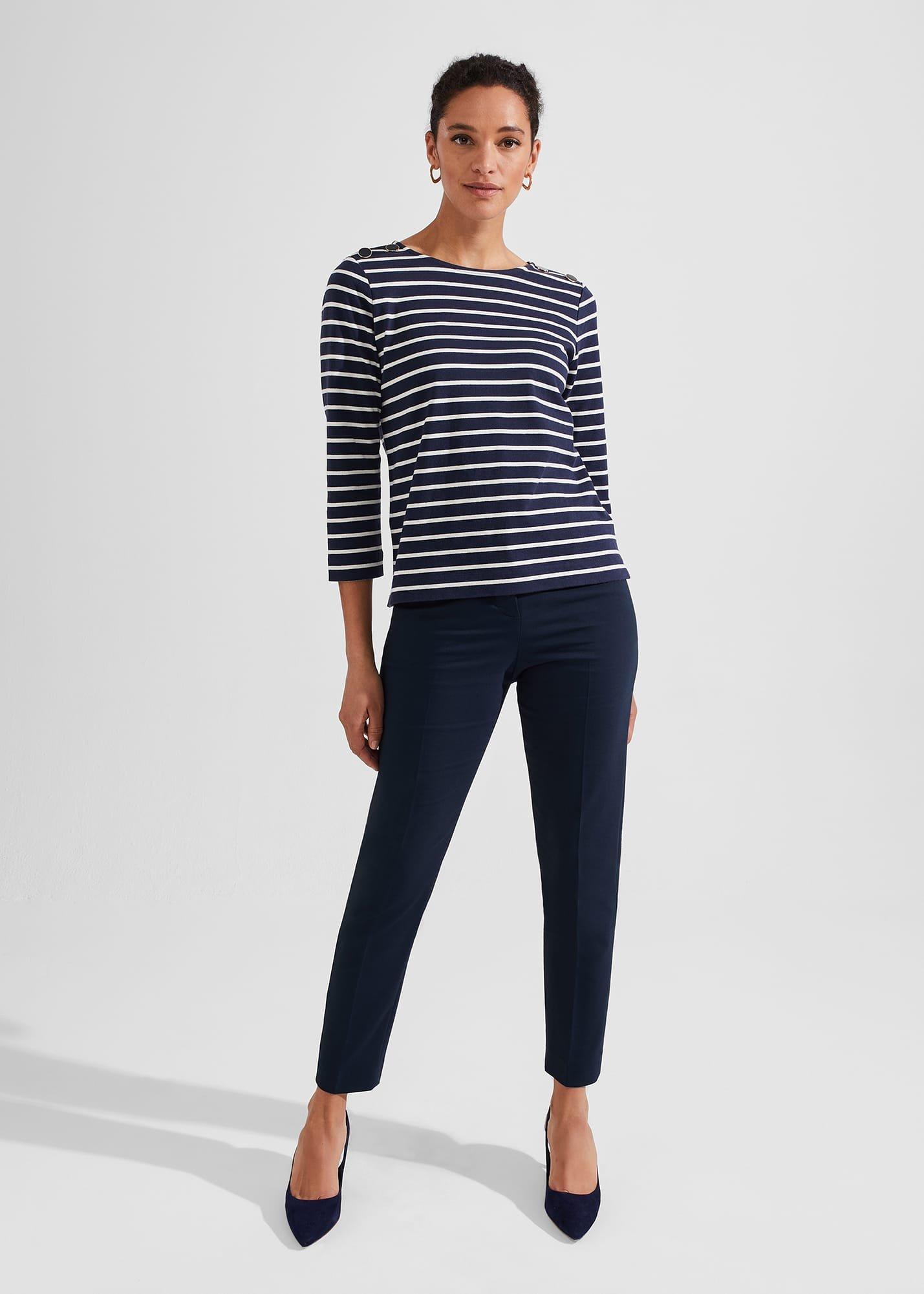 Petite Quin Cotton Blend Pants, Navy, hi-res