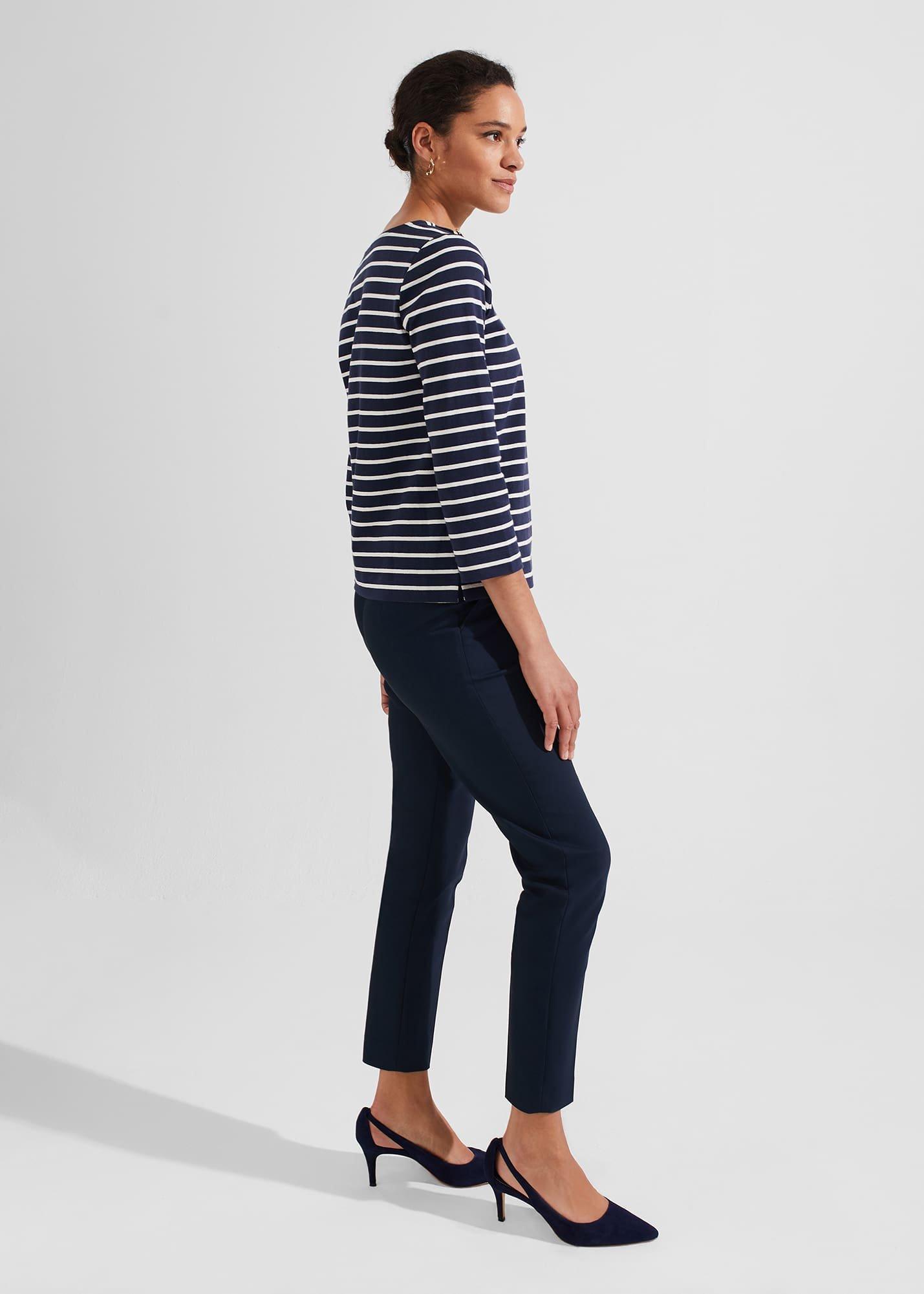 Petite Quin Cotton Blend Pants, Navy, hi-res