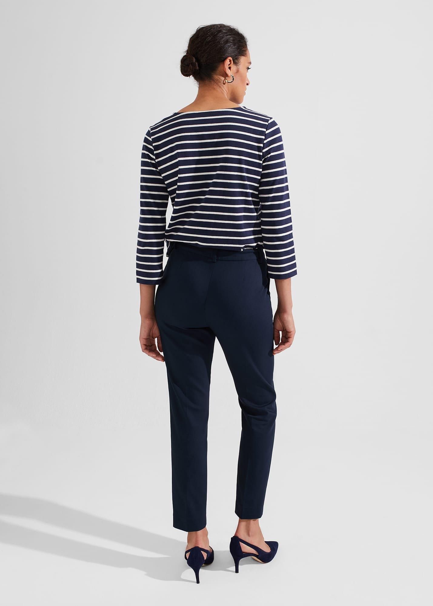 Petite Quin Cotton Blend Pants, Navy, hi-res