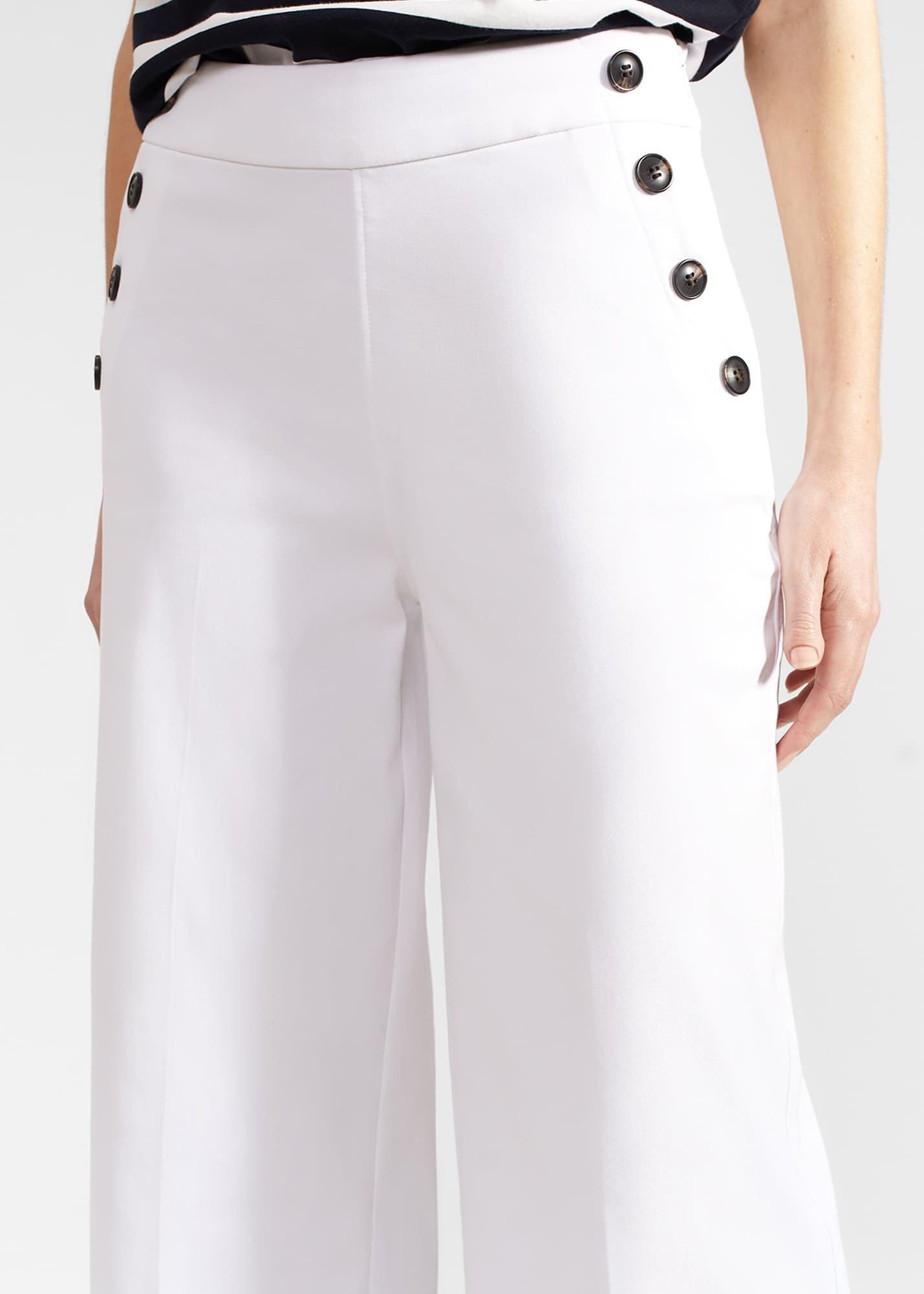 Petite Simone Crop Trousers With Cotton, White, hi-res